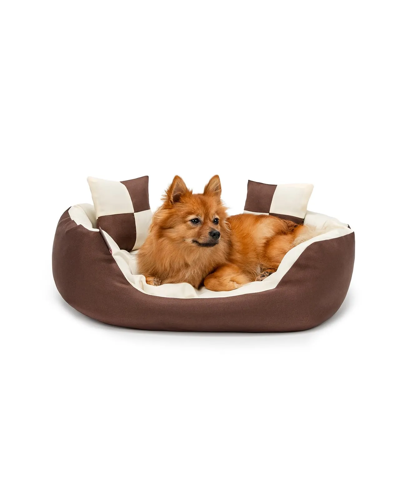 lionto Cuccia Cane 4-in-1 con Cuscino Reversibile, 65x50 cm, Marrone/Beige