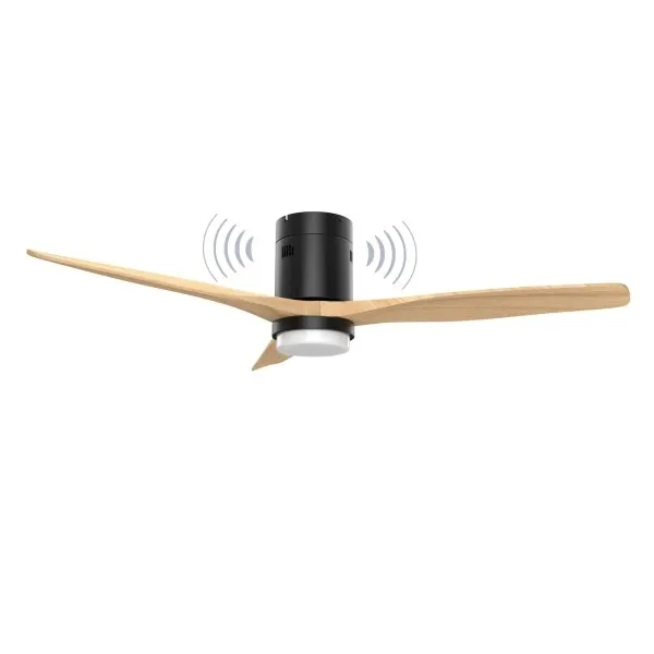 Ventilatore da soffitto Energy Systems SoundAir con altoparlante e luce - Motore DC - Altoparlante da 5W - Modalità sonno e brezza - Luce LED da 1800lm con 3 impostazioni di temperatura - Telecomando - Colore nero/legno