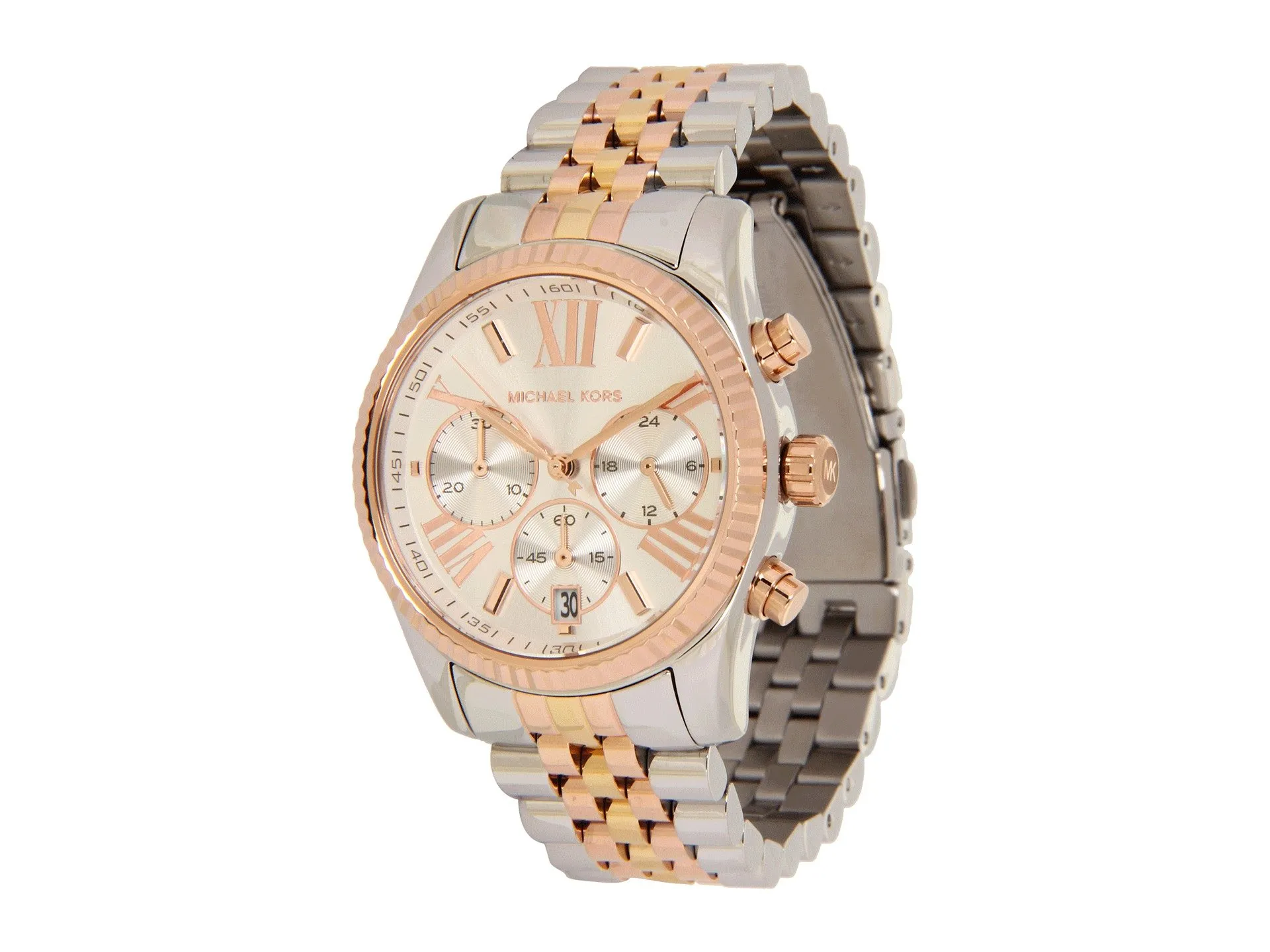 Michael Kors Lexington orologio al quarzo cronografo con cinturino in acciaio inossidabile Argento e tono oro per donna MK5735