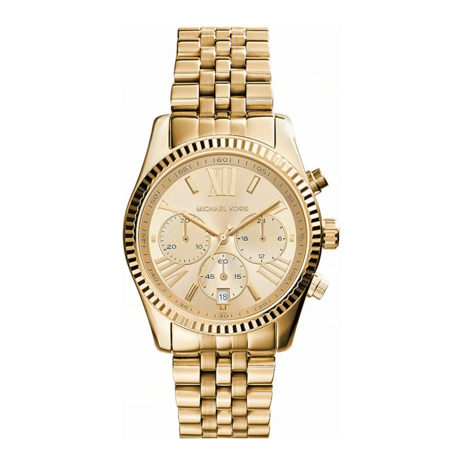 Michael Kors Orologio Lexington da donna, movimento cronografo al quarzo con cinturino in acciaio inossidabile, 38 mm, Tono oro