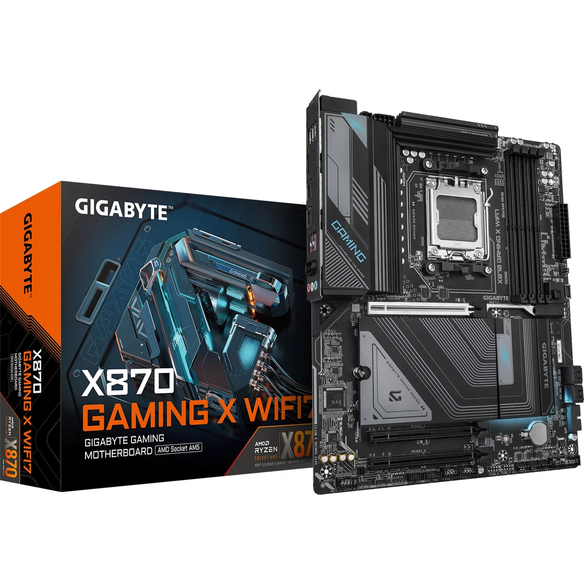 X870 GAMING X WIFI7 Scheda Madre - Supporta CPU AMD Ryzen 9000, 16+2+2 fasi VRM, fino a 8000MHz DDR5 (OC), 1xPCIe 5.0 + 2xPCIe 4.0, Wi-Fi 7, LAN 2.5GbE, USB 4
