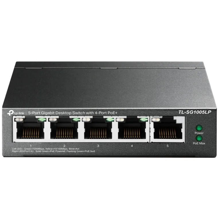 TL-SG1005LP switch di rete Non gestito Gigabit Ethernet (10/100/1000) Supporto Power over Ethernet (PoE) Nero, Interruttore