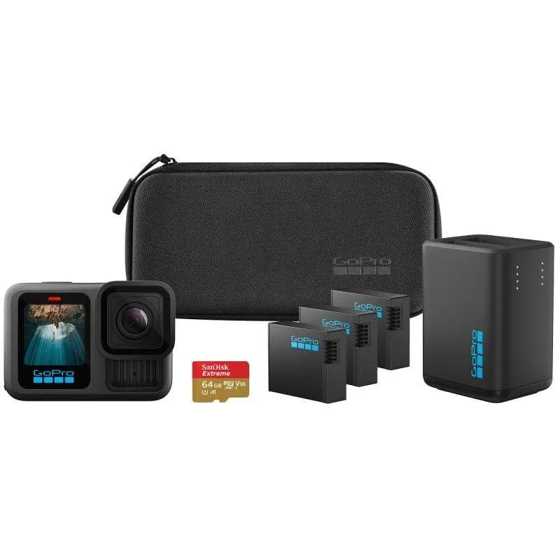 Fotocamera Digitale GoPro HERO13 27.6 MP Zoom 2x Sensore CMOS Stabilizzazione WiFi GPS Bundle Esteso