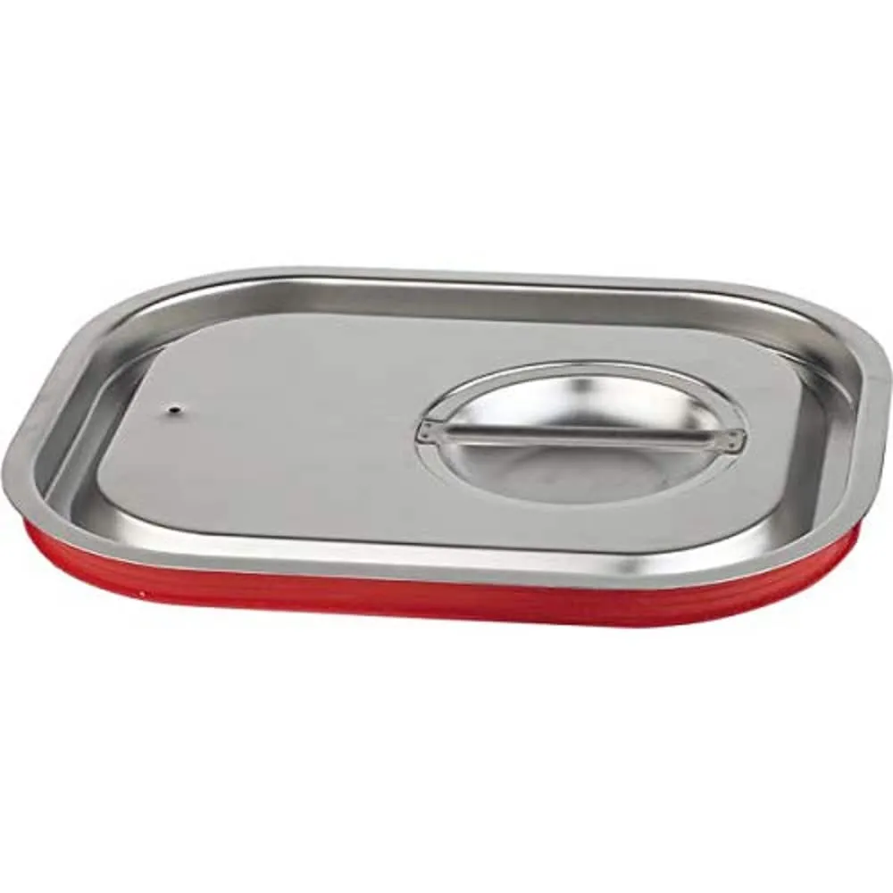 APS coperchio GN 1/1dichtschliessend ca. 53x 32,5cm in acciaio inox con bordo in silicone rosso