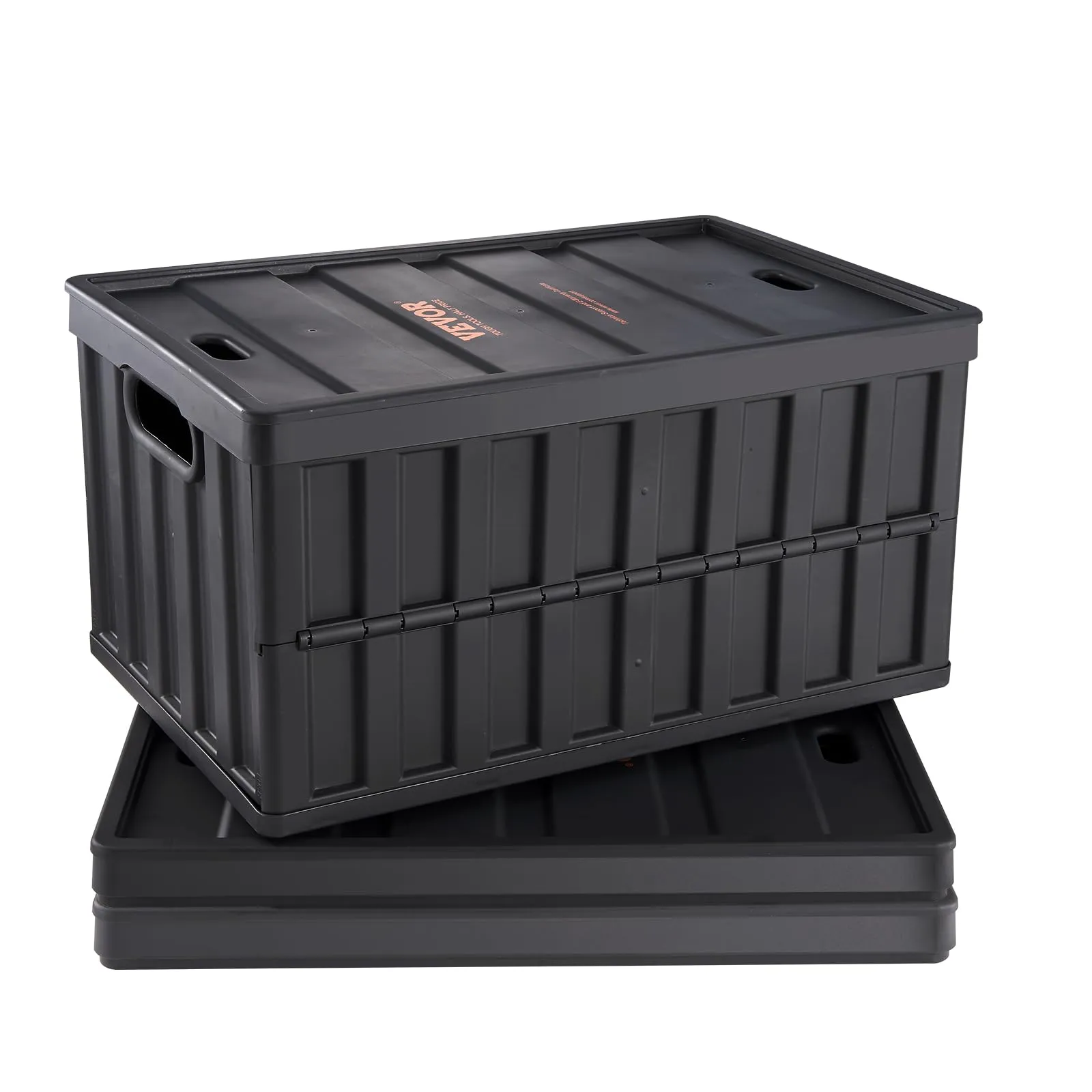VEVOR Contenitore Pieghevole con Coperchi in Plastica Scatola di Stoccaggio 3 Pezzi Portabile per Campeggio Viaggio Auto, Contenitore Pieghevole Capacità 65L con Maniglie Coperchio Uso Esterno Interno