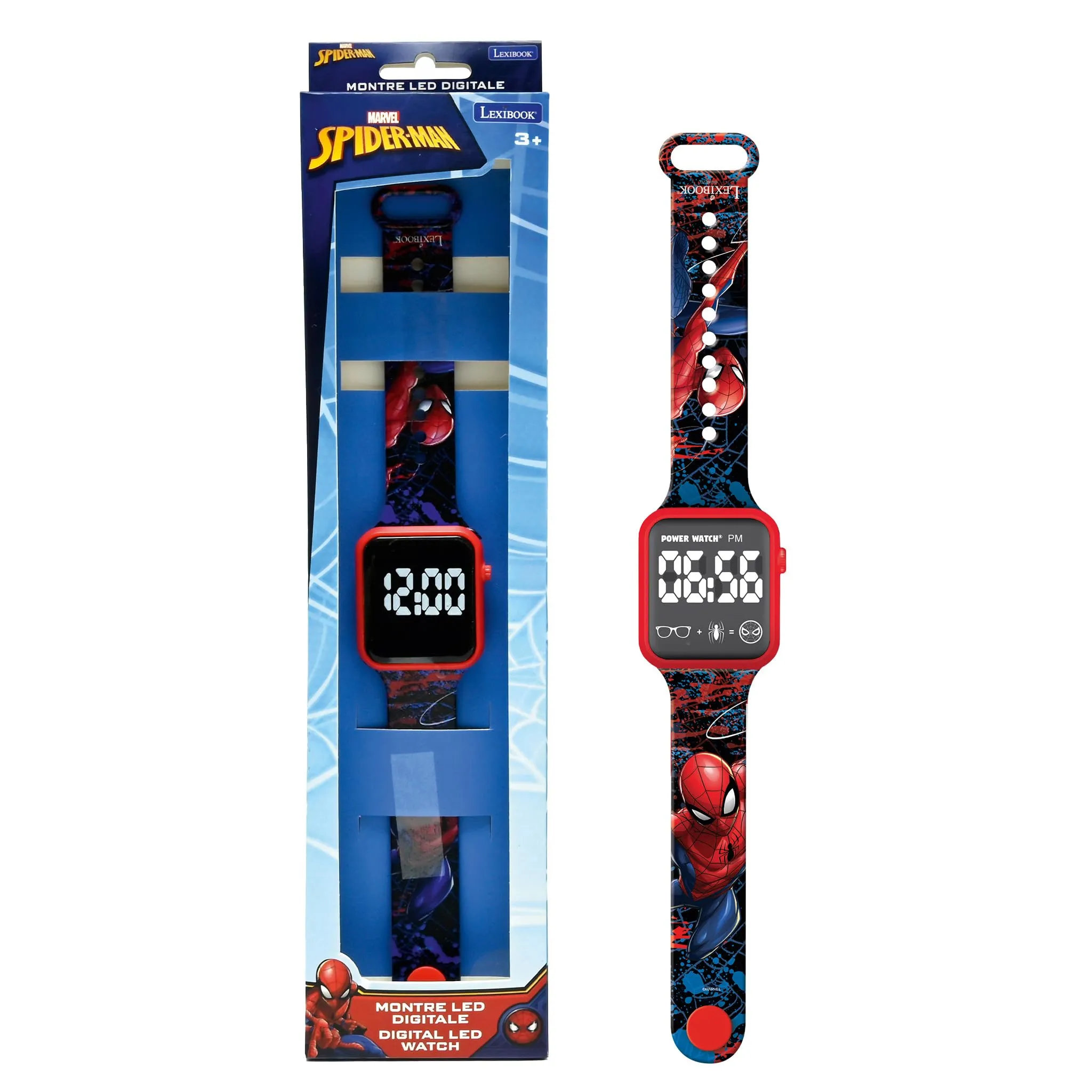 Lexibook, Spider-Man, Orologio con display digitale, display a 12 o 24 ore, blu/rosso, DMW060SP