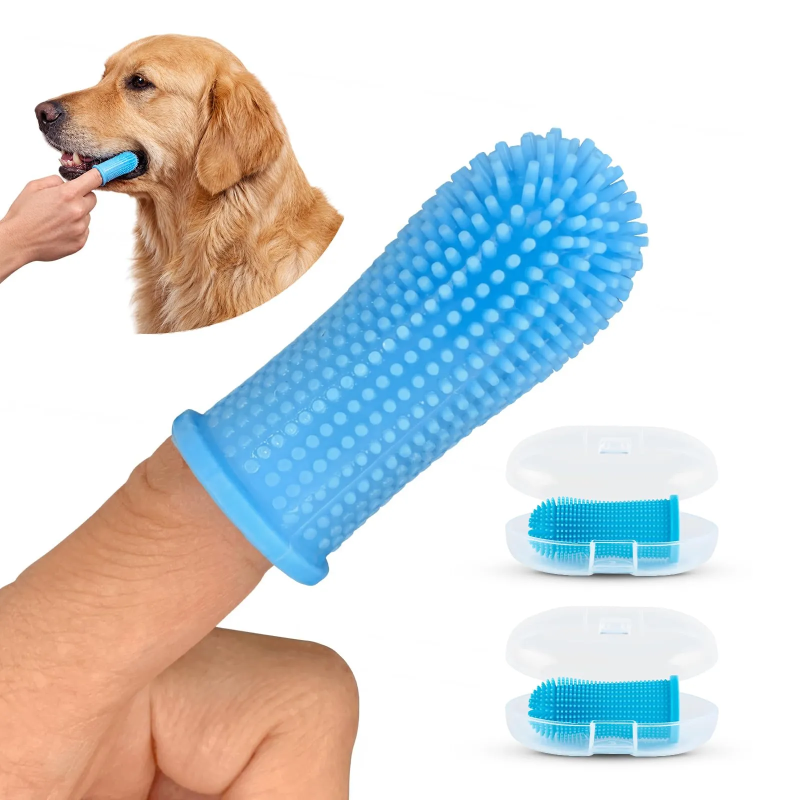 Animal House Set di 2 Spazzolini in Silicone da Dito per Cani