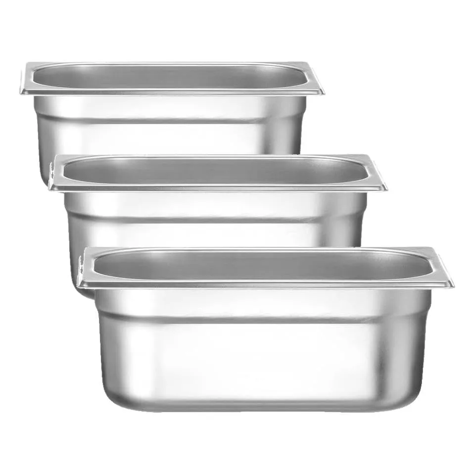 HENDI Contenitore Gastronorm, GN 1/4, resistenza termica -40 °C a 300 °C, compatibile con i forni a convezione, frigoriferi, bagno María, chafing dishes, 2.8L, 265x162(H)100mm, acciaio inox