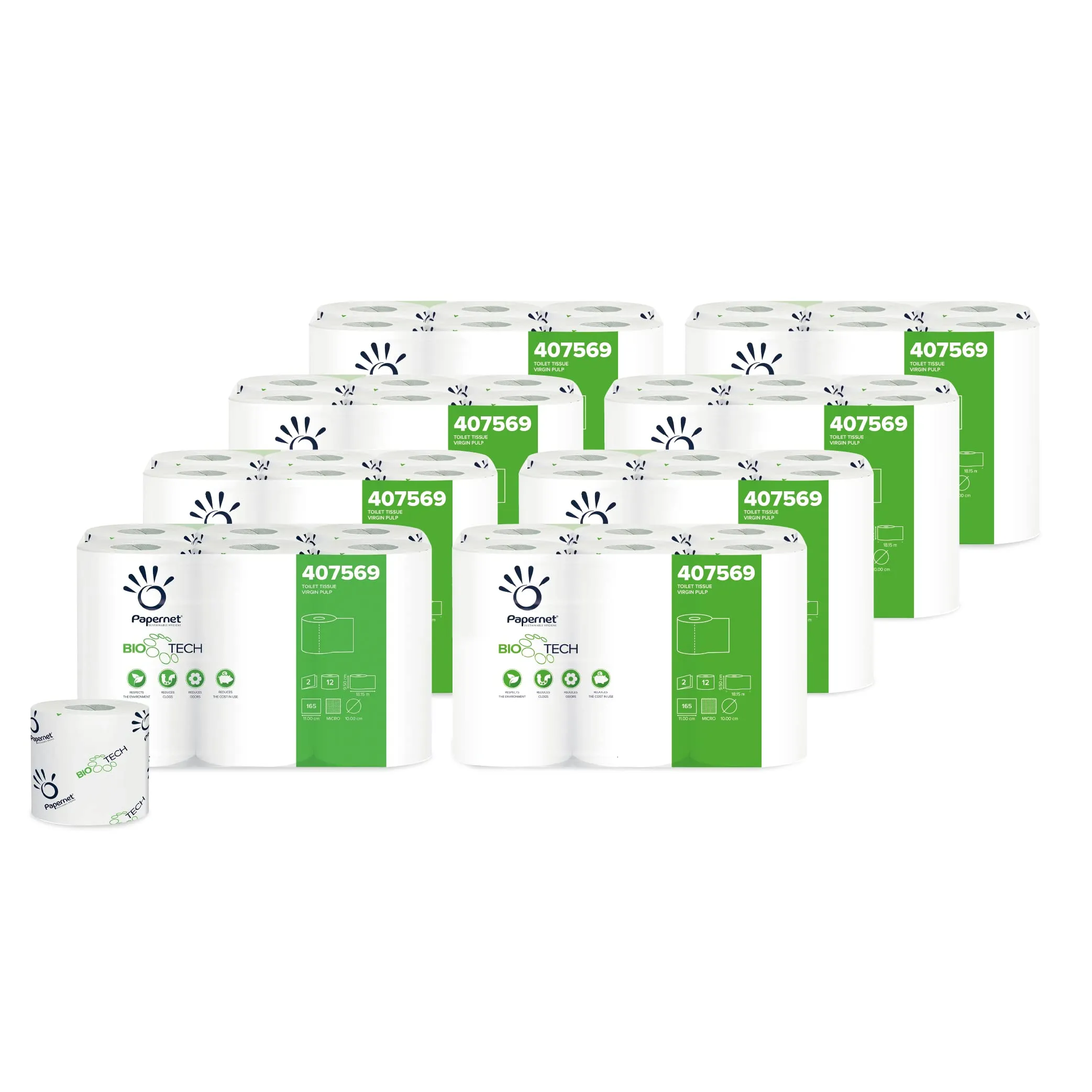 Papernet Bio Tech, 96 Rotoli di Carta Igienica a 2 Veli