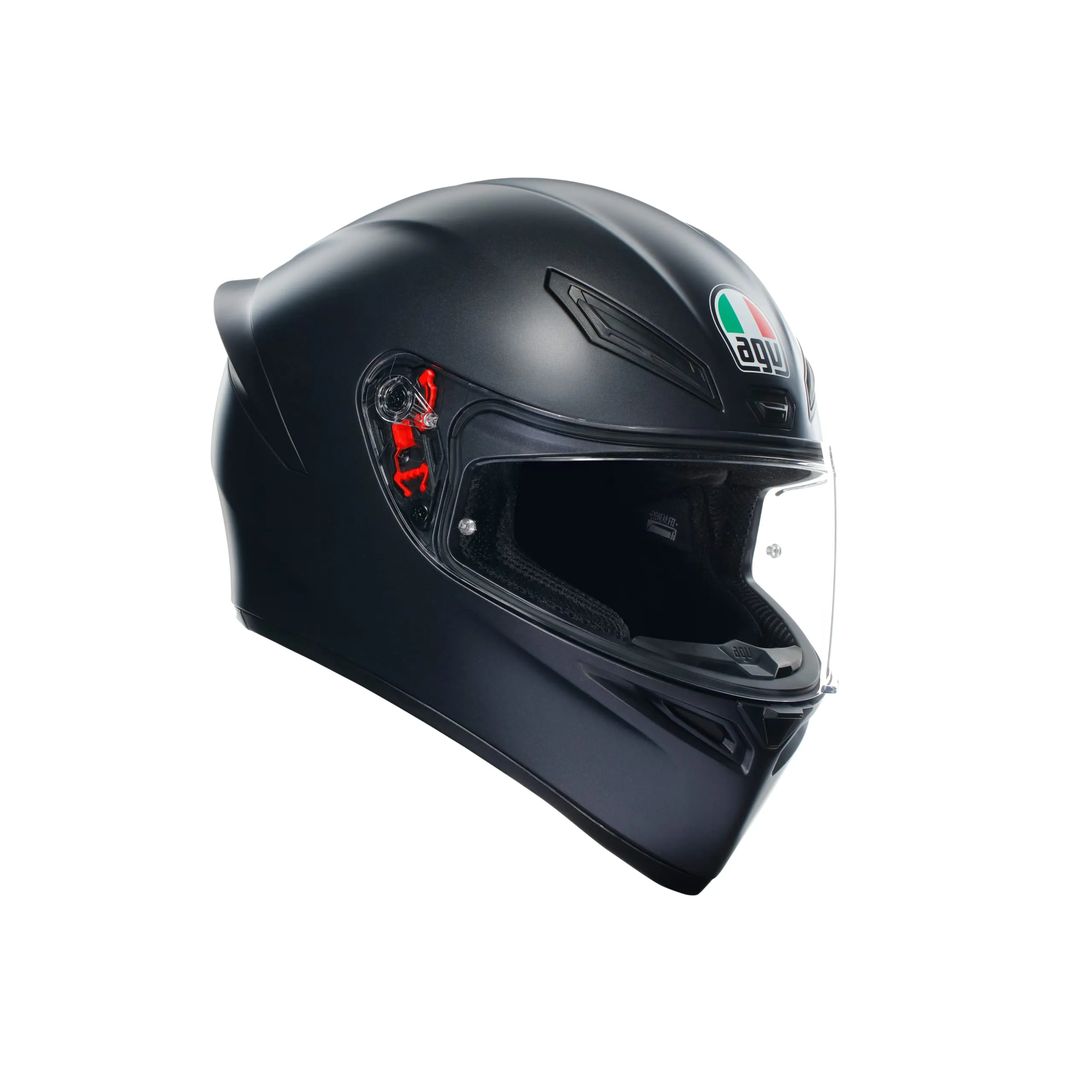 AGV - K1 S E2206, Casco Moto Integrale ECE, Stile Racing con Spoiler Aerodinamico, Prese d'Aria e Visiera Antigraffio, Campo Visivo 190°, Predisposizione Interfono, New model - Nero Opaco, XS