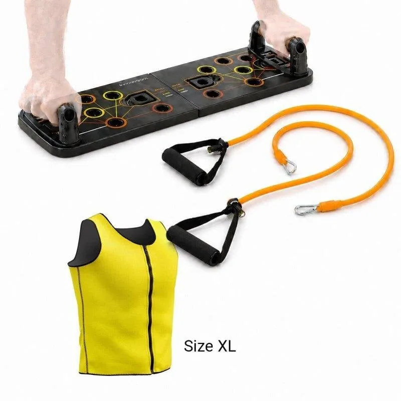 Pack Tavolo Push-up InnovaGoods con Bande di Resistenza e Giubbotto Sauna XL