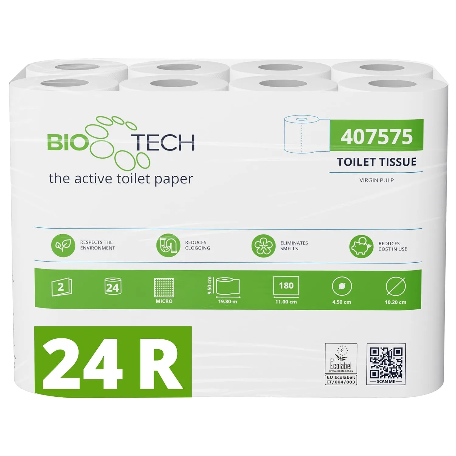 Papernet Bio Tech, 24 Rotoli di Carta Igienica a 2 Veli