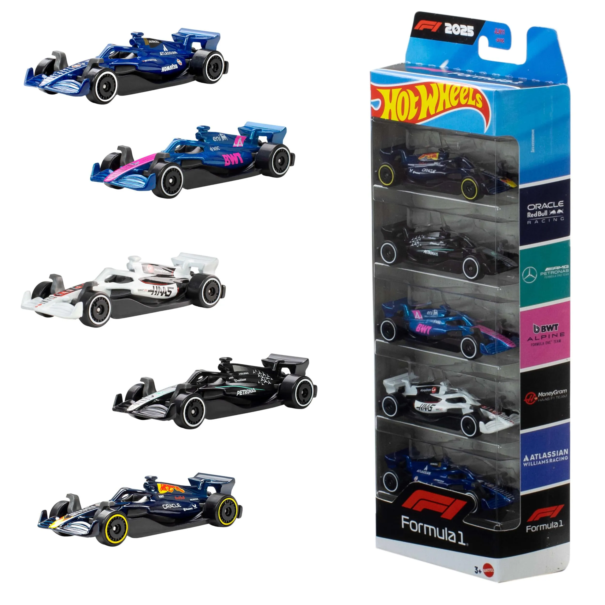 Hot Wheels Confezione da 5 veicoli in Scala 1:64 Formula 1
