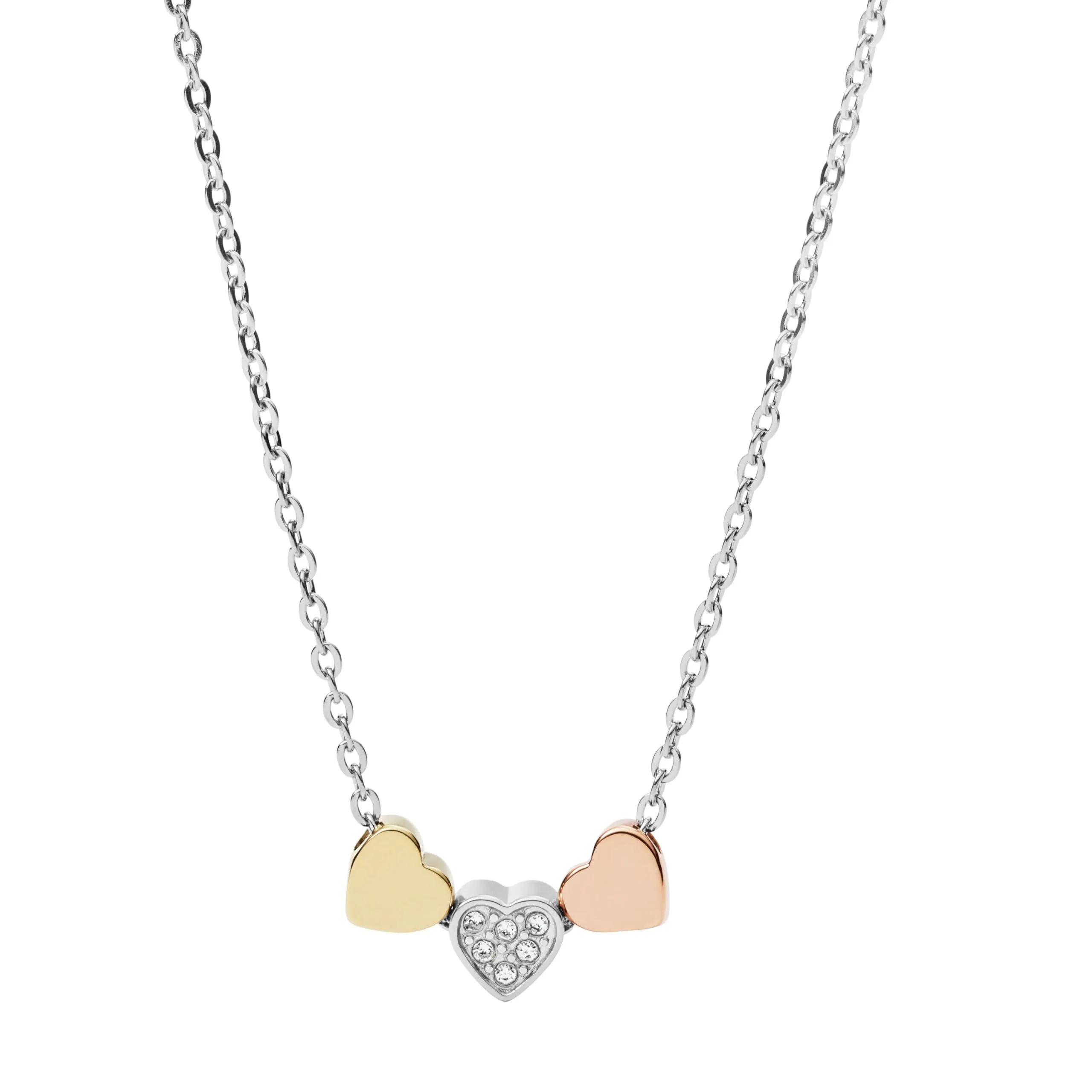 Fossil Collana Da Donna Con Motivi Vintage, Lunghezza 40,6 Cm, Estensione 5,1 Cm Collana In Acciaio Inossidabile Tricolore, JF02856998