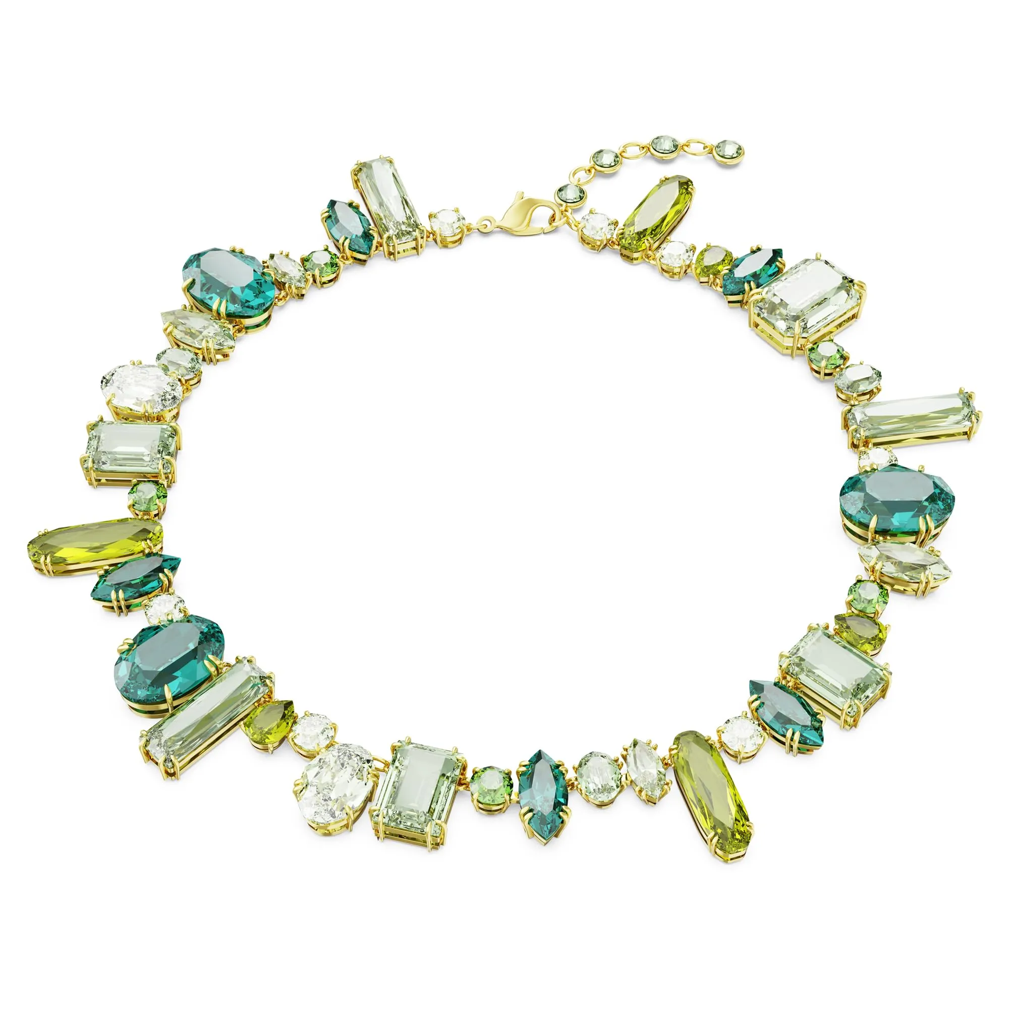 Swarovski Collana Gema, Taglio misto, Verde, Placcato color oro