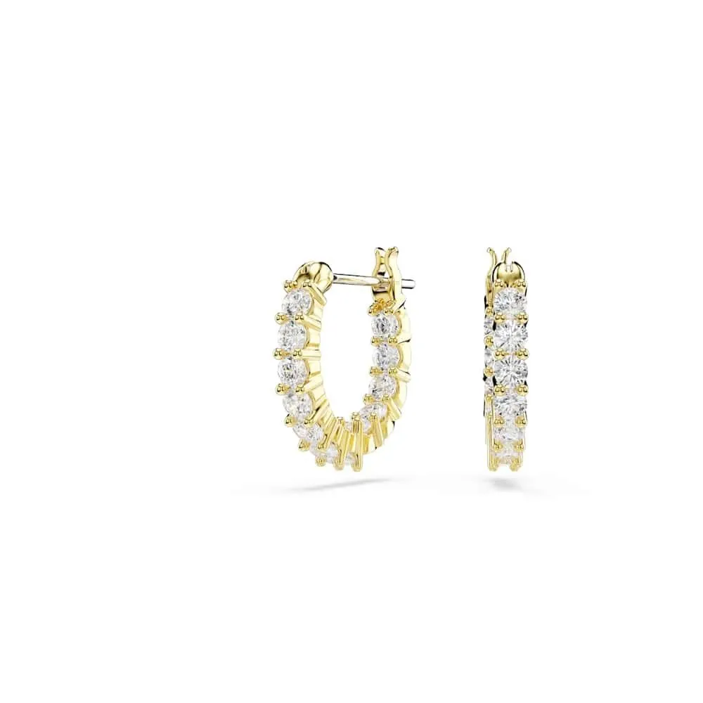 Swarovski Matrix Vittore Orecchini a Cerchio, Gioielli con Zirconia Swarovski, Pietre Scintillanti a Taglio Round, Placcatura in Tonalità Oro, 1,5 x 0,2 cm, peso (singolo orecchino) 0,89 g
