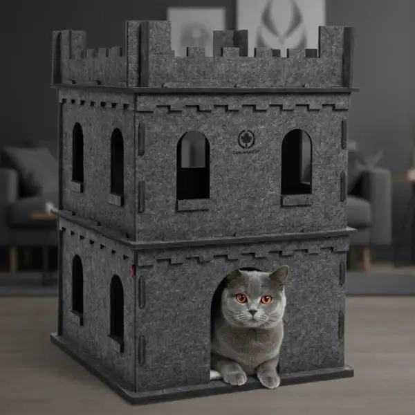 Castello in feltro cuccia per gatti CanadianCat Modello L a 2 piani - Cuccia per gatti