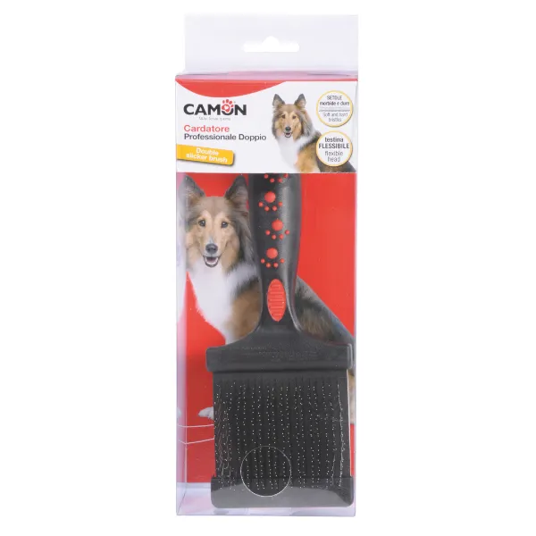 Cardatore professionale doppio con testina flessibile per cani Camon Medium