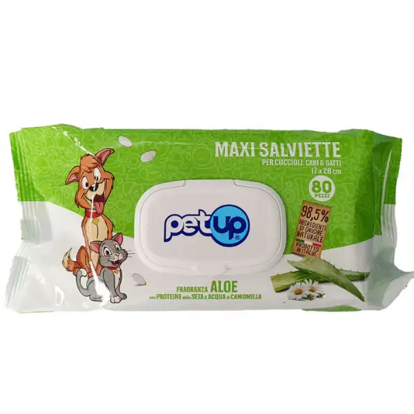 Salviette igieniche Maxi PetUp 80 salviette Aloe - confezione da 4 pezzi