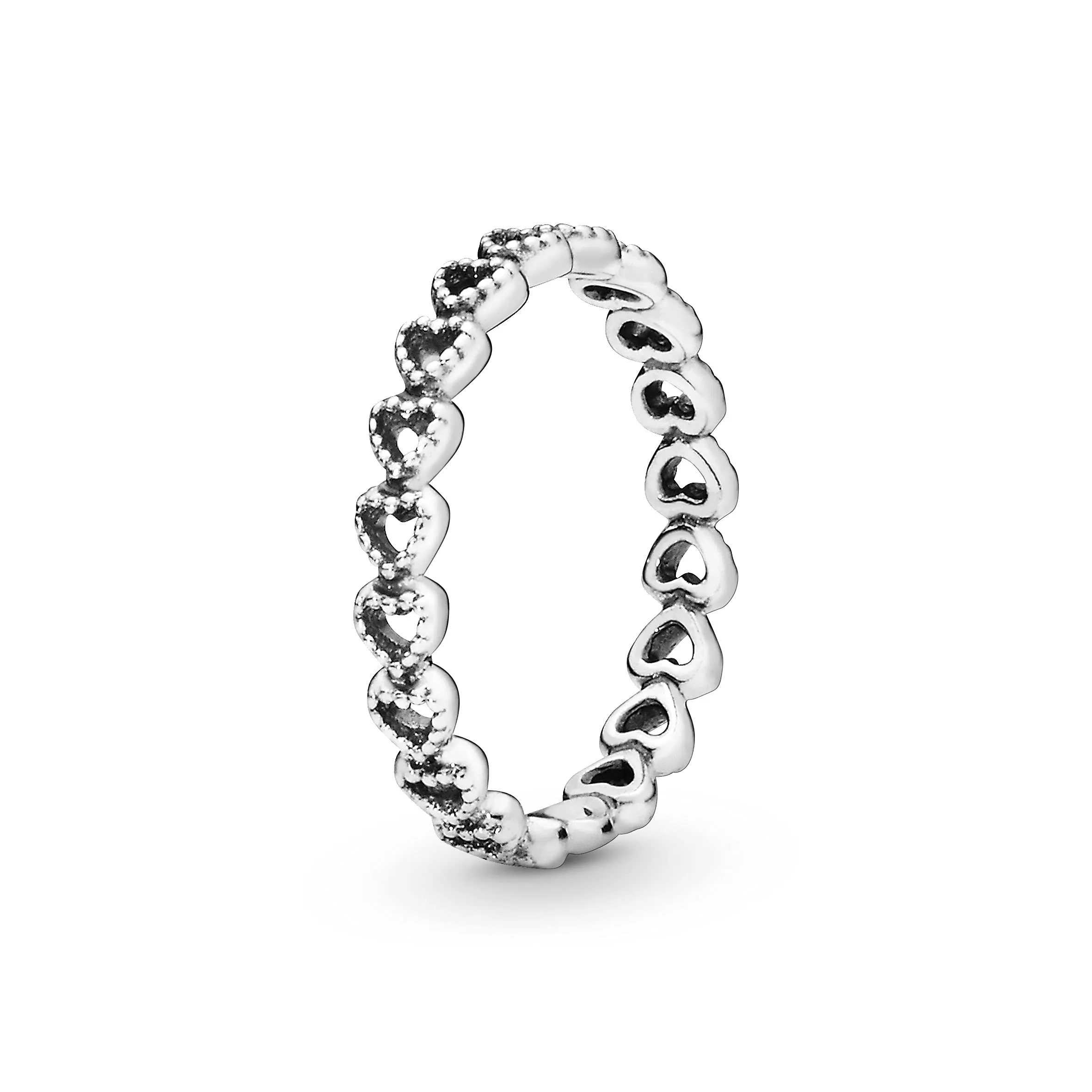 PANDORA Anello con fascia di cuori traforati, 54