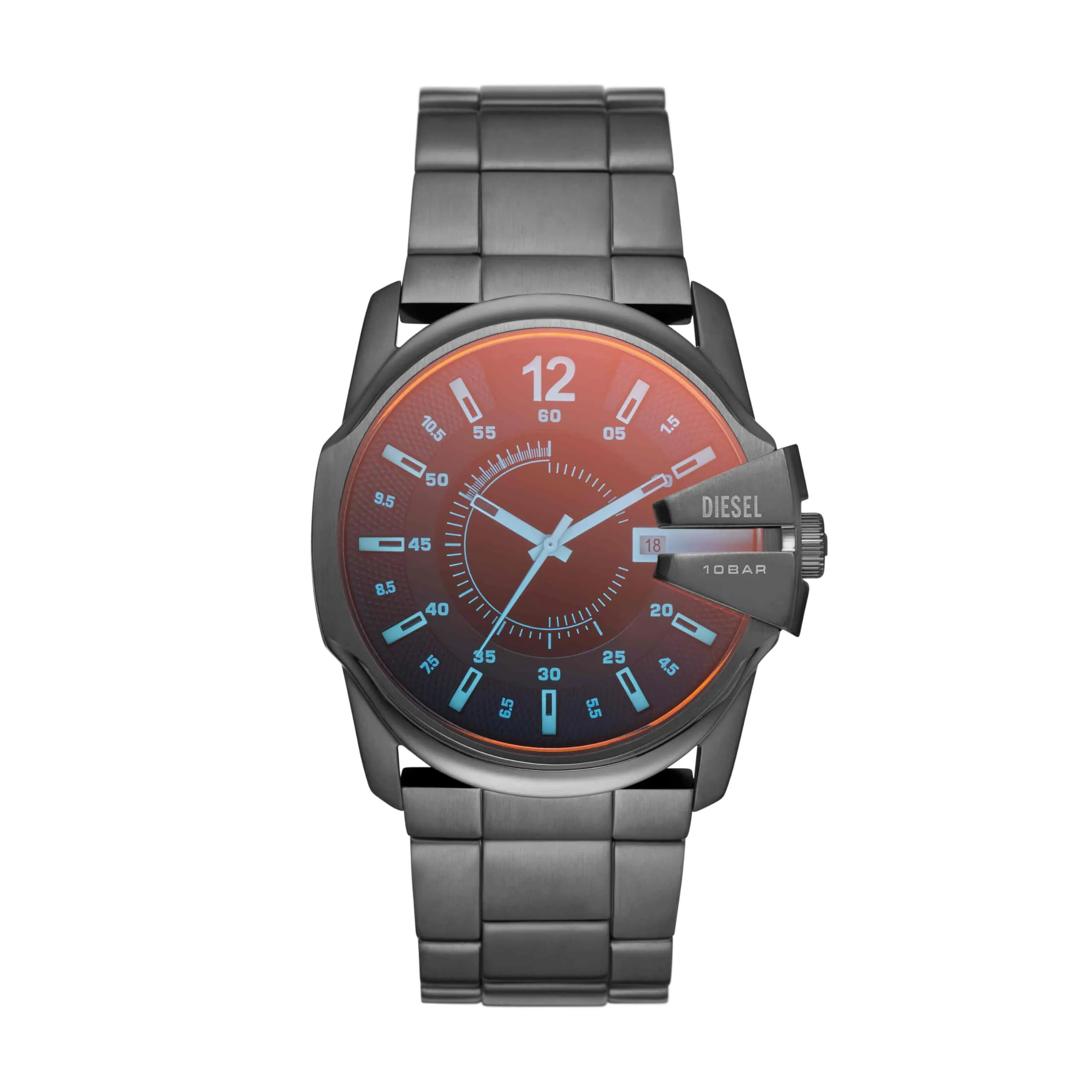 Diesel Orologio Master Chief da uomo, movimento cronografo, cassa in acciaio inossidabile Gunmetal da 43 mm con bracciale in acciaio inossidabile, DZ1965