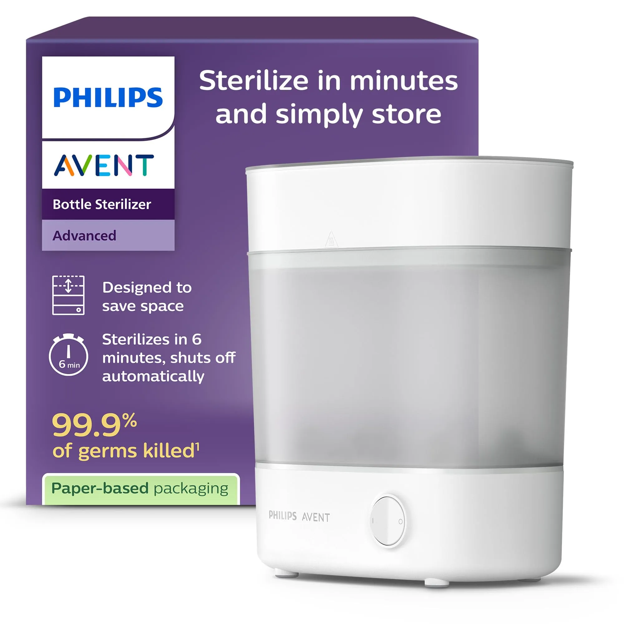 Philips Avent Esterilizador De Botellas Eléctrico A Vapor Para Hasta 6 Biberones, Tetinas Y Accesorios, Diseño Modular, Color Blanco SCF291/00