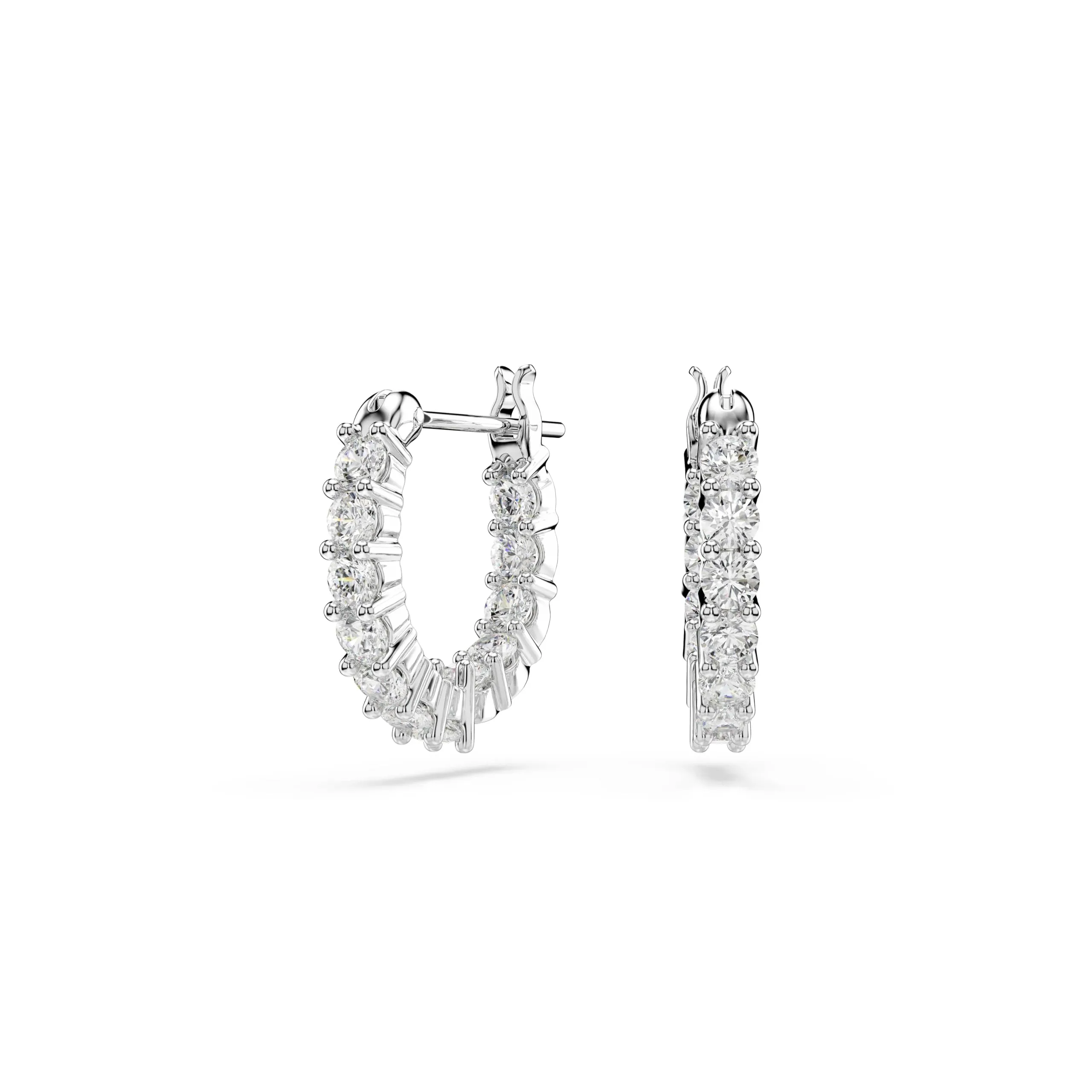Swarovski Orecchini a cerchio Vittore, Taglio Round, Bianchi, Placcato rodio
