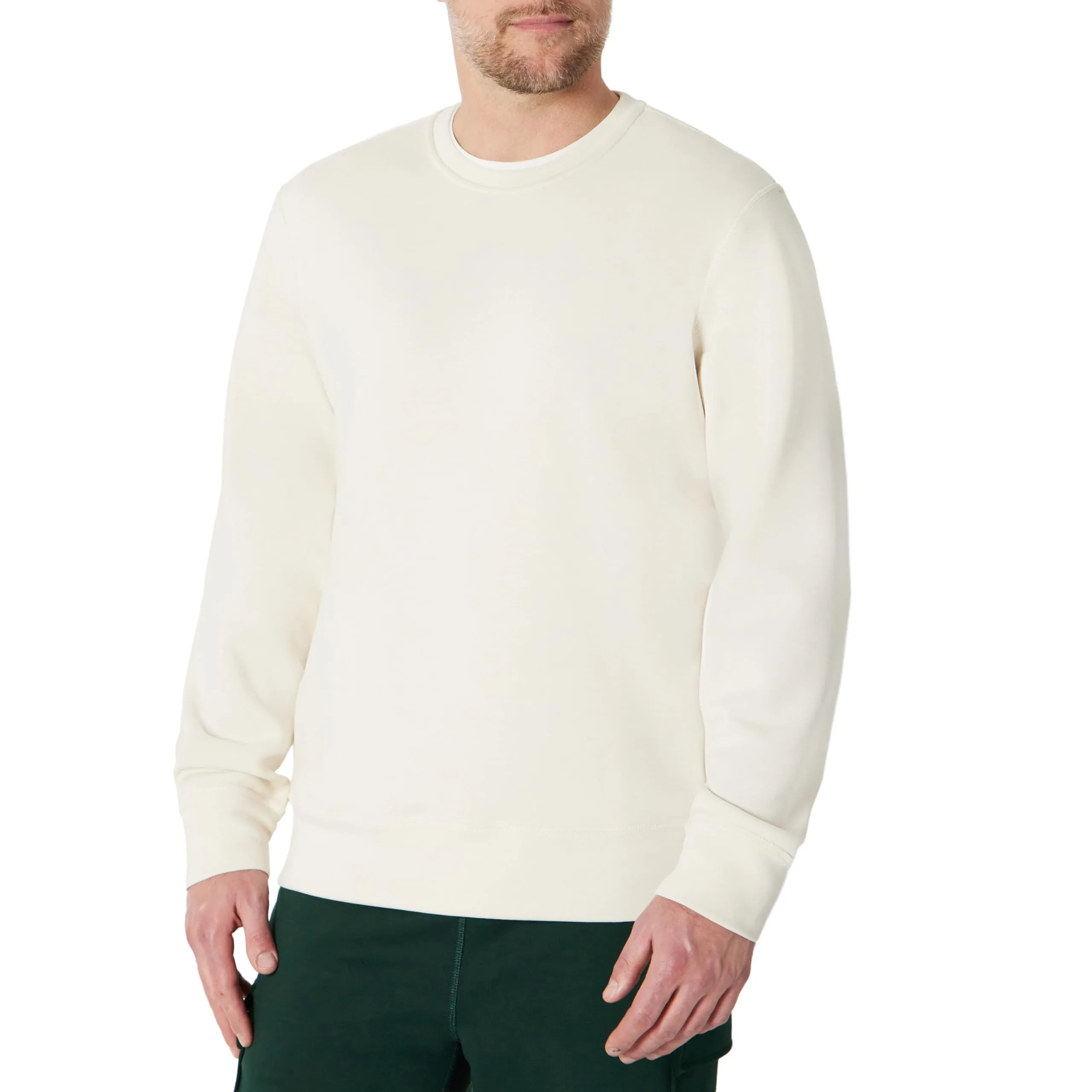 Amazon Essentials Felpa a Girocollo in Tessuto Tecnico Traspirante, Vestibilità Comoda Uomo, Beige Chiaro, S