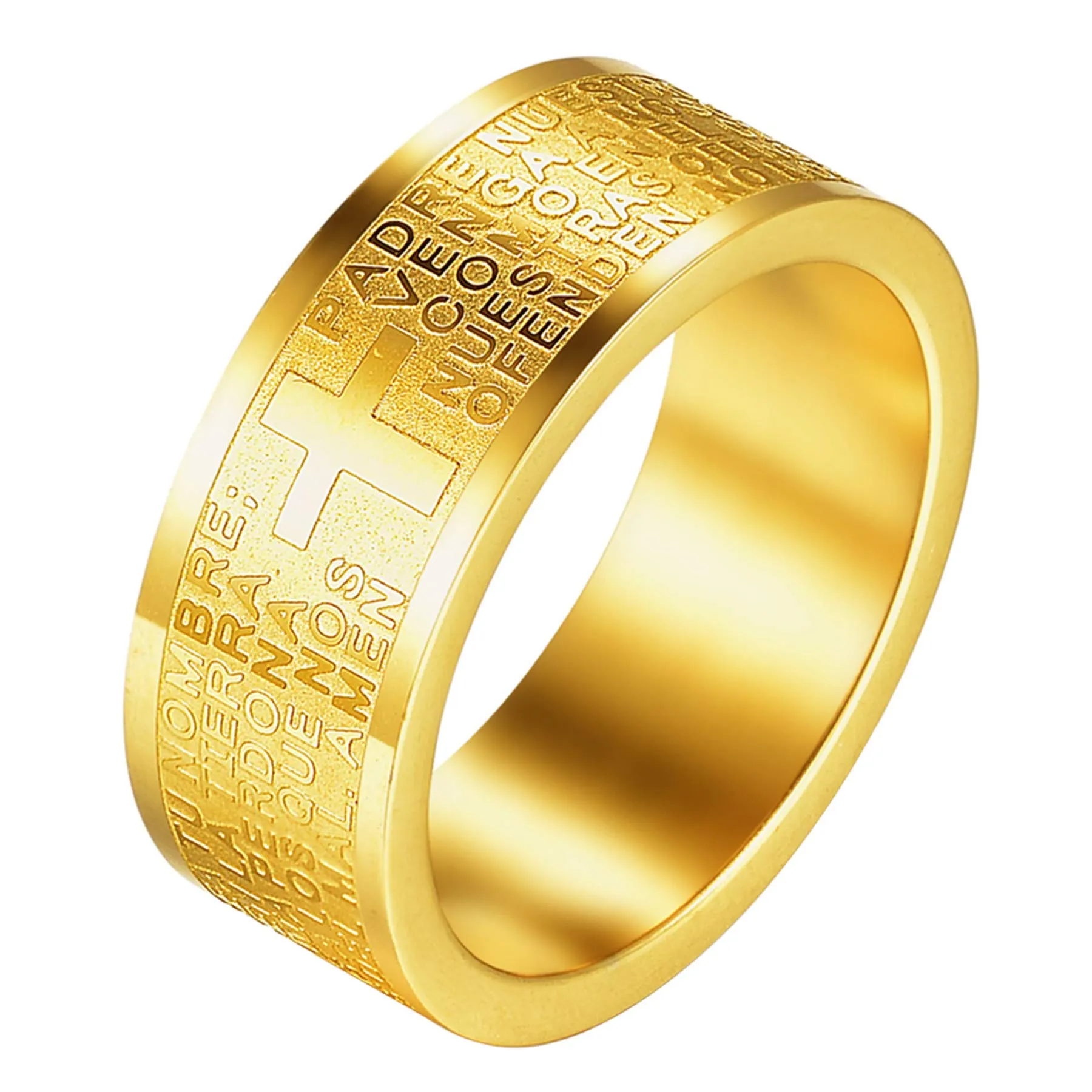 JewelryWe Gioielli 2 pezzi Fidget Anelli Anti-Ansia da Uomo in Acciaio Inox Bibbia Preghiera Croce Spinner Anello Girevole Roller Anelli a Fascia Anti-Stress Incisione Nero Argento Misura da 54 a 71