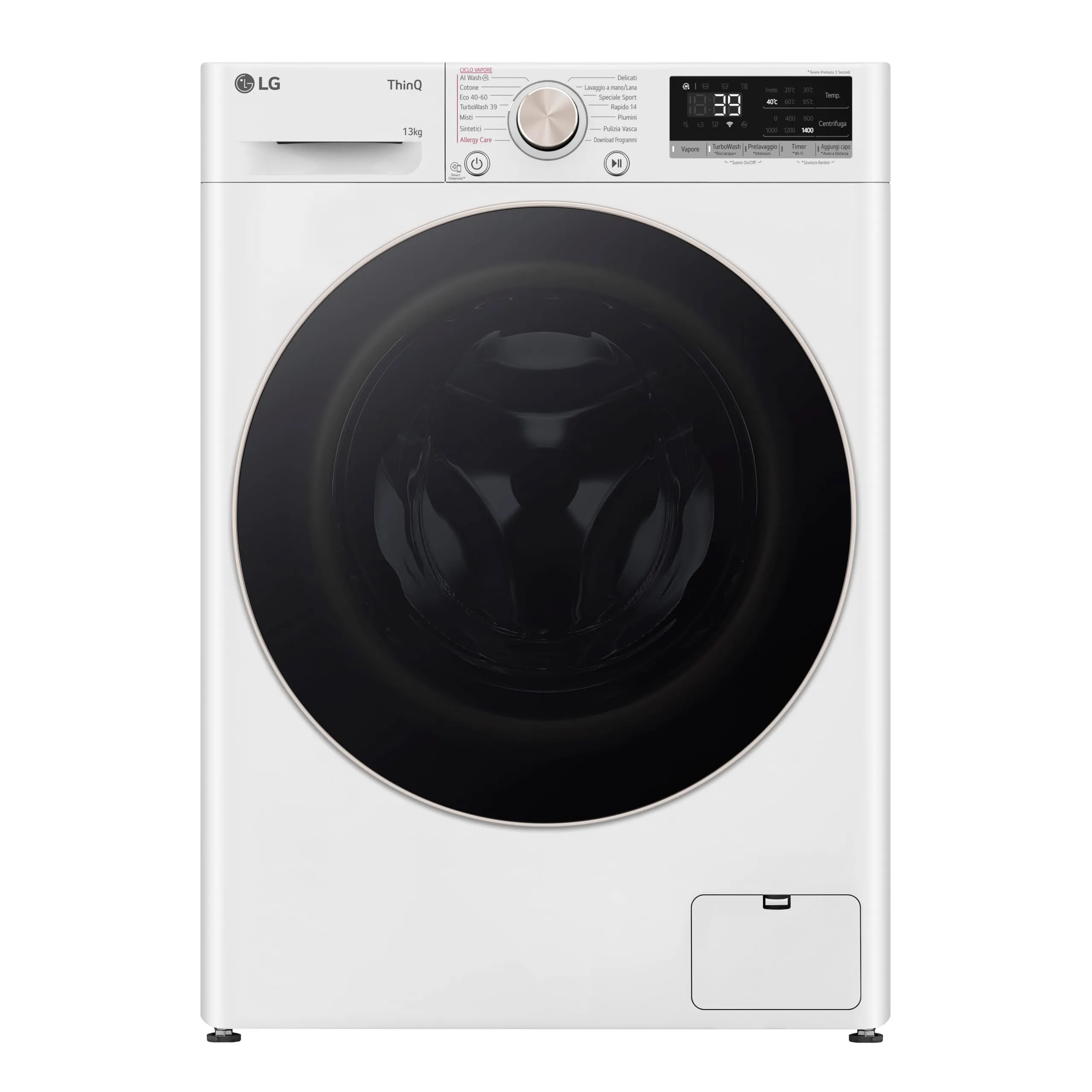 LG F4R7013TSWG Lavatrice 13 kg Serie R7, Classe A-20%, AI DD, Wi-Fi