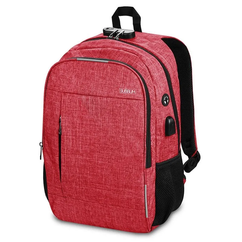 Zaino Subblim Urban Lock Rosso per Laptop fino a 16"