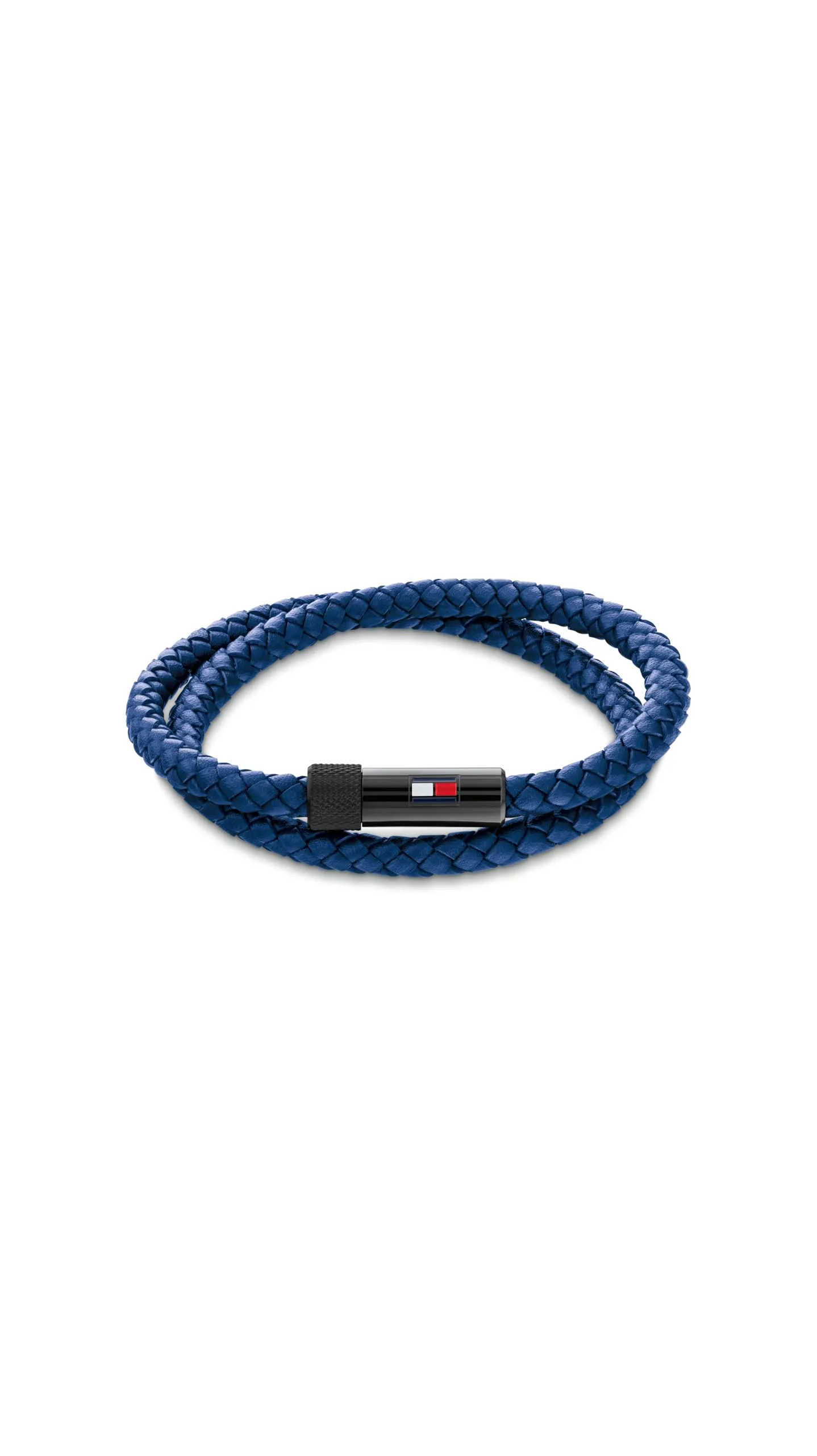 Tommy Hilfiger Jewelry Braccialetto da Uomo con Pelle Intrecciata Blu a Doppio Giro - 2790613S