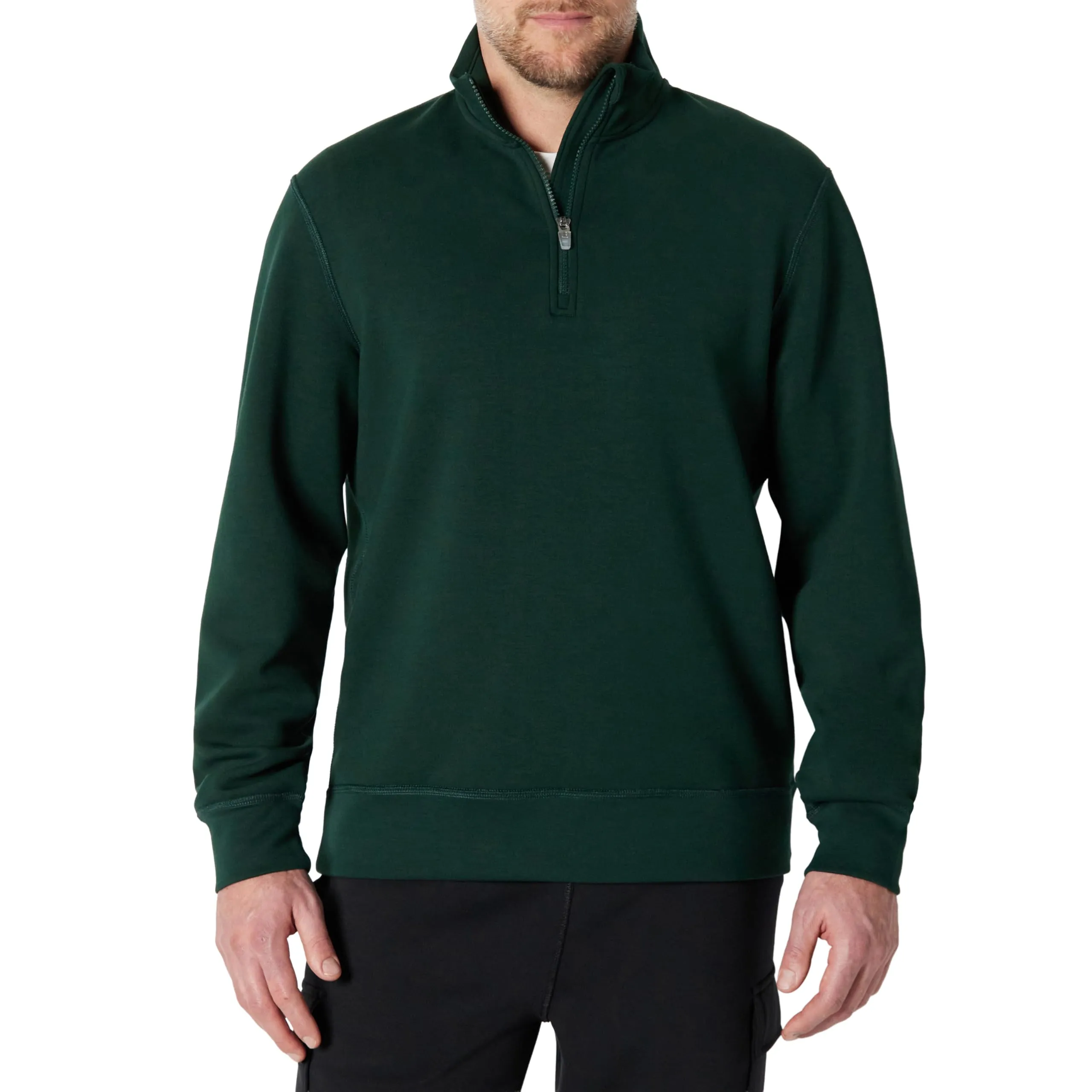 Amazon Essentials Active Felpa senza Cappuccio Stile Marinaio con Zip a 1/4, Traspirante, Vestibilità Comoda Uomo, Verde Scuro, S