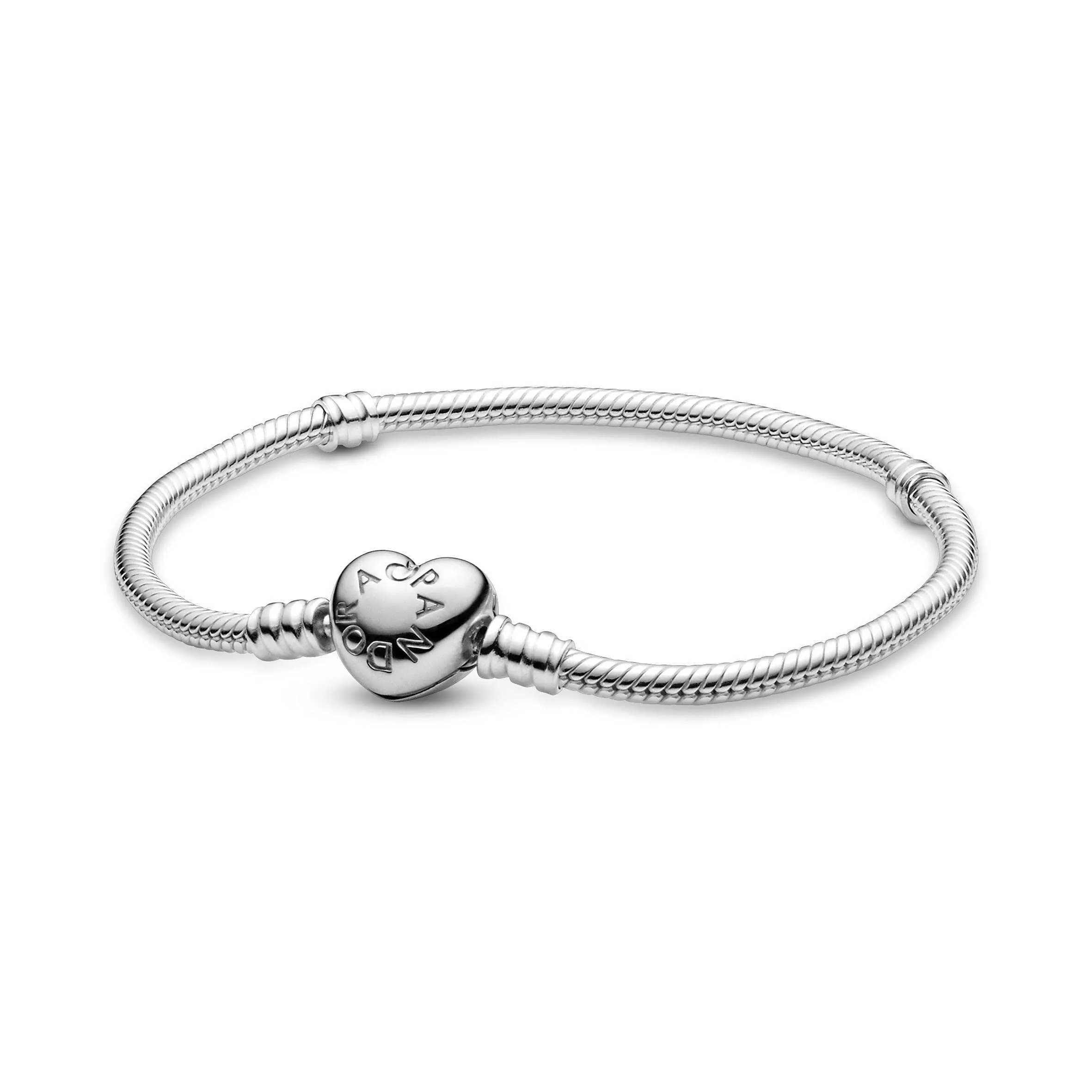 PANDORA Icons Bracciale in argento con chiusura a forma di cuore, 18