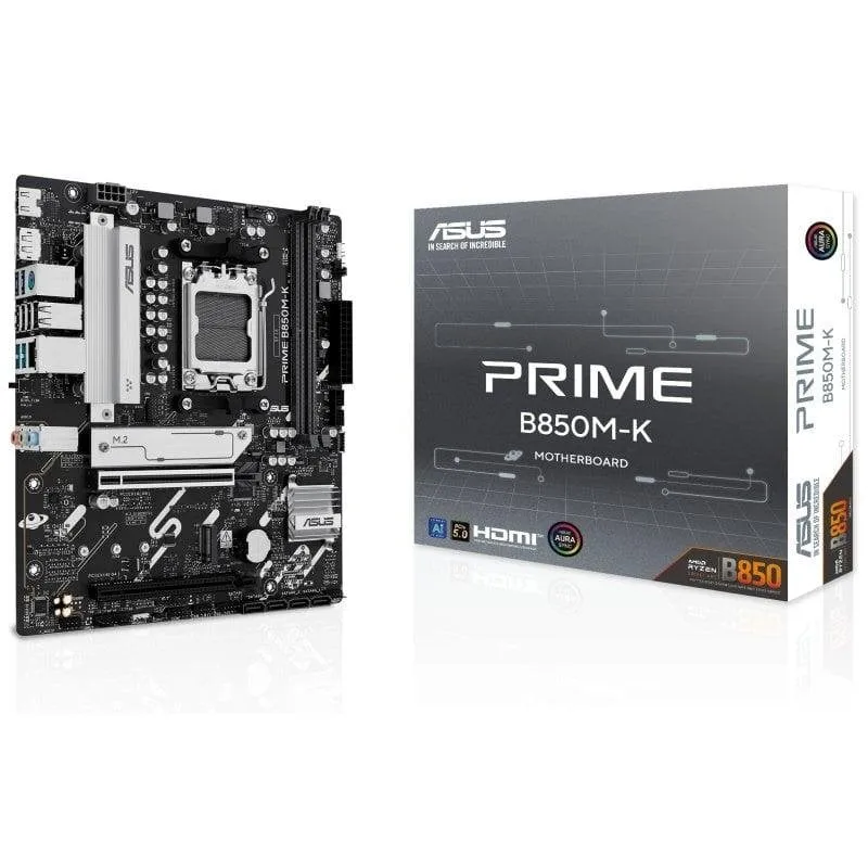 Schede Madri ASUS PRIME B850M-K AMD B850 Socket AM5 DDR5 micro ATX 2.5GbE PCIe 5.0 M.2 RGB
