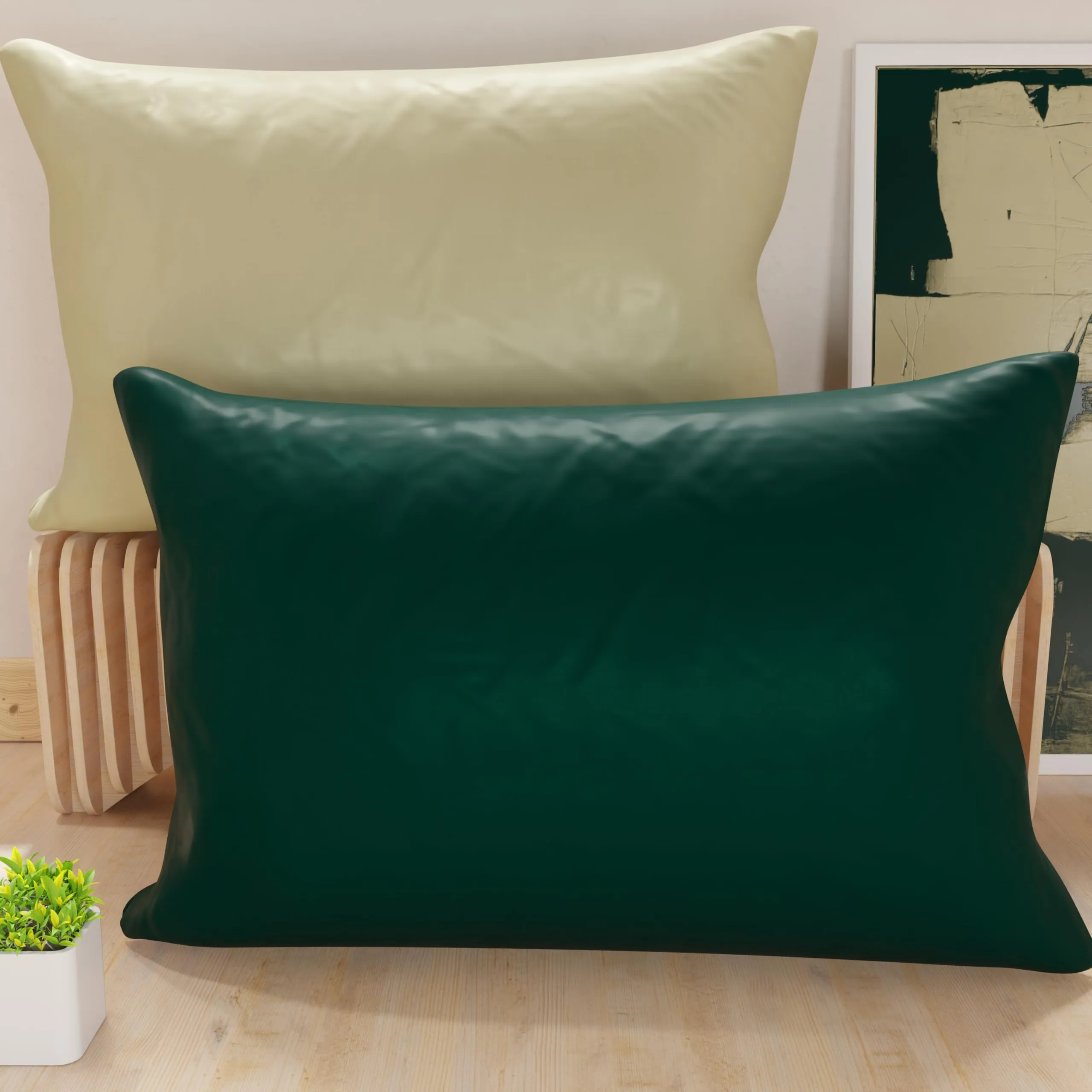 PETTI Artigiani Italiani - Coppia di Federe Cuscino 70x40 cm in Microfibra, Cuscini Arredo Camera da Letto, Divano, Set 2 Fodere Copricuscino, Federa Double Face Tortora Verde