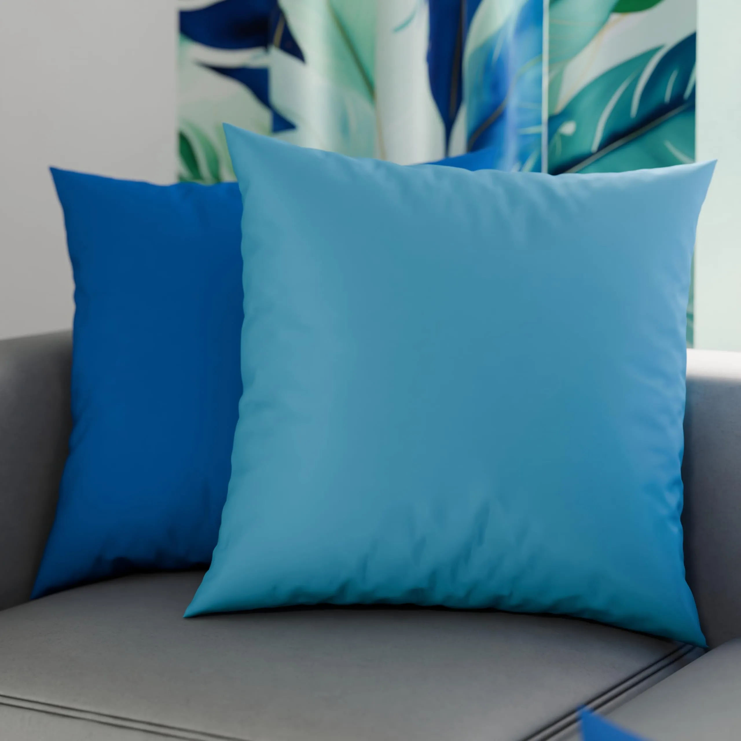 PETTI Artigiani Italiani - Coppia di Federe Cuscino 45x45 cm in Microfibra, Cuscini Arredo Camera da Letto, Divano, Set 2 Fodere Copricuscino, Federa Double Face Blu e Celeste
