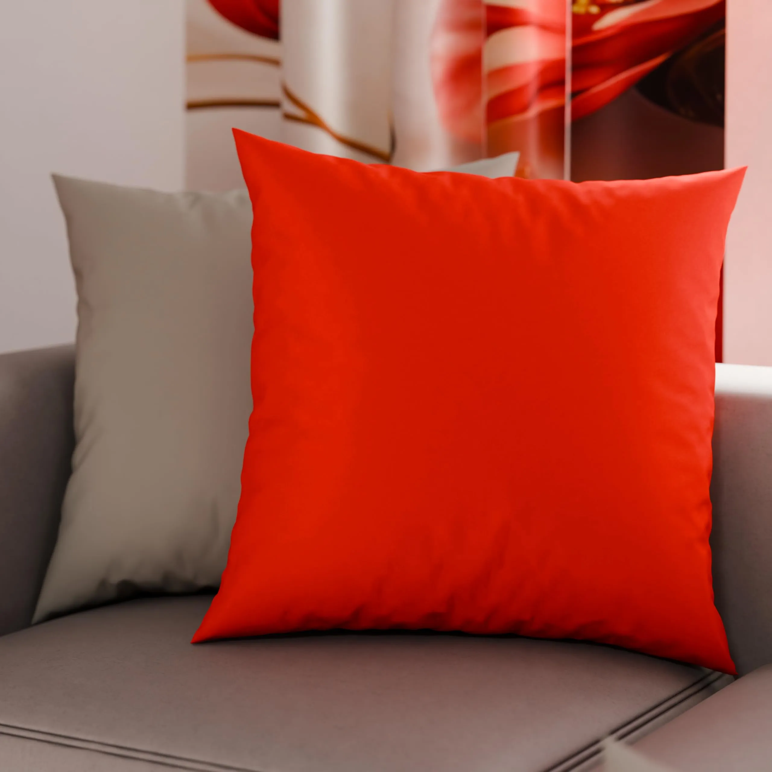 PETTI Artigiani Italiani - Coppia di Federe Cuscino 65x65 cm in Microfibra, Cuscini Arredo Camera da Letto, Divano, Set 2 Fodere Copricuscino, Federa Double Face Rosso e Grigio