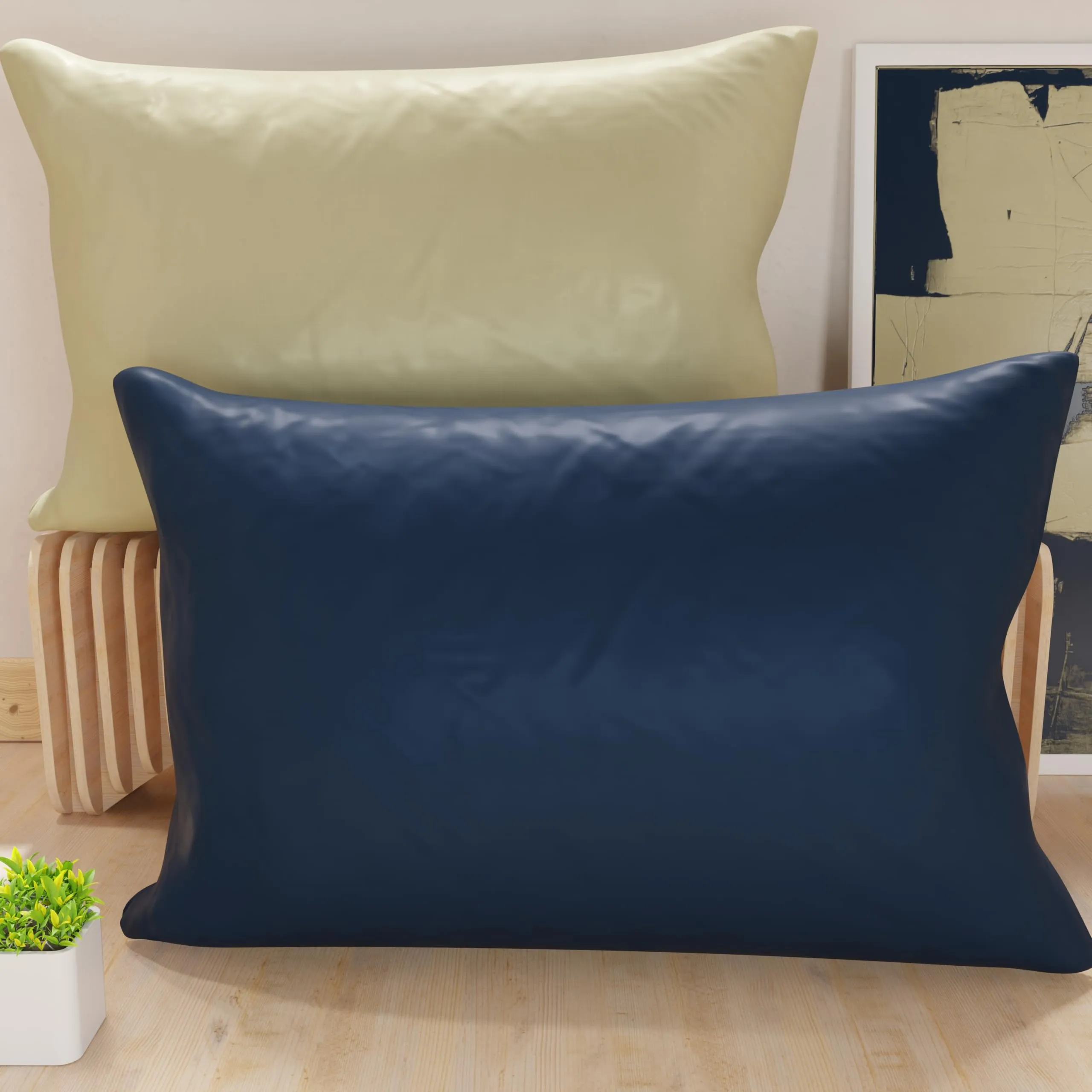 PETTI Artigiani Italiani - Coppia di Federe Cuscino 60x40 cm in Microfibra, Cuscini Arredo Camera da Letto, Divano, Set 2 Fodere Copricuscino, Federa Double Face Blu Tortora