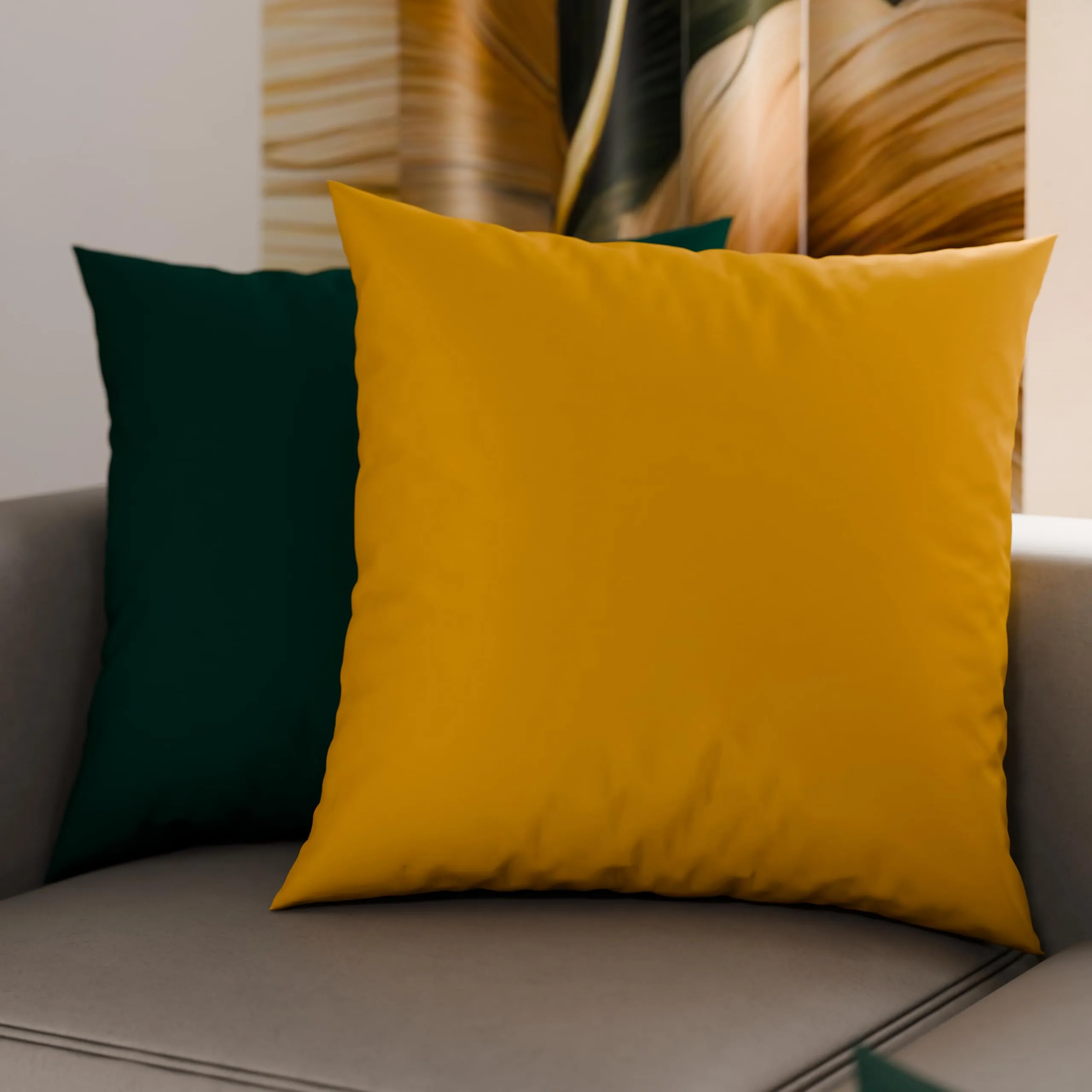 PETTI Artigiani Italiani - Coppia di Federe Cuscino 40x40 cm in Microfibra, Cuscini Arredo Camera da Letto, Divano, Set 2 Fodere Copricuscino, Federa Double Face Verde Smeraldo Giallo Ocra