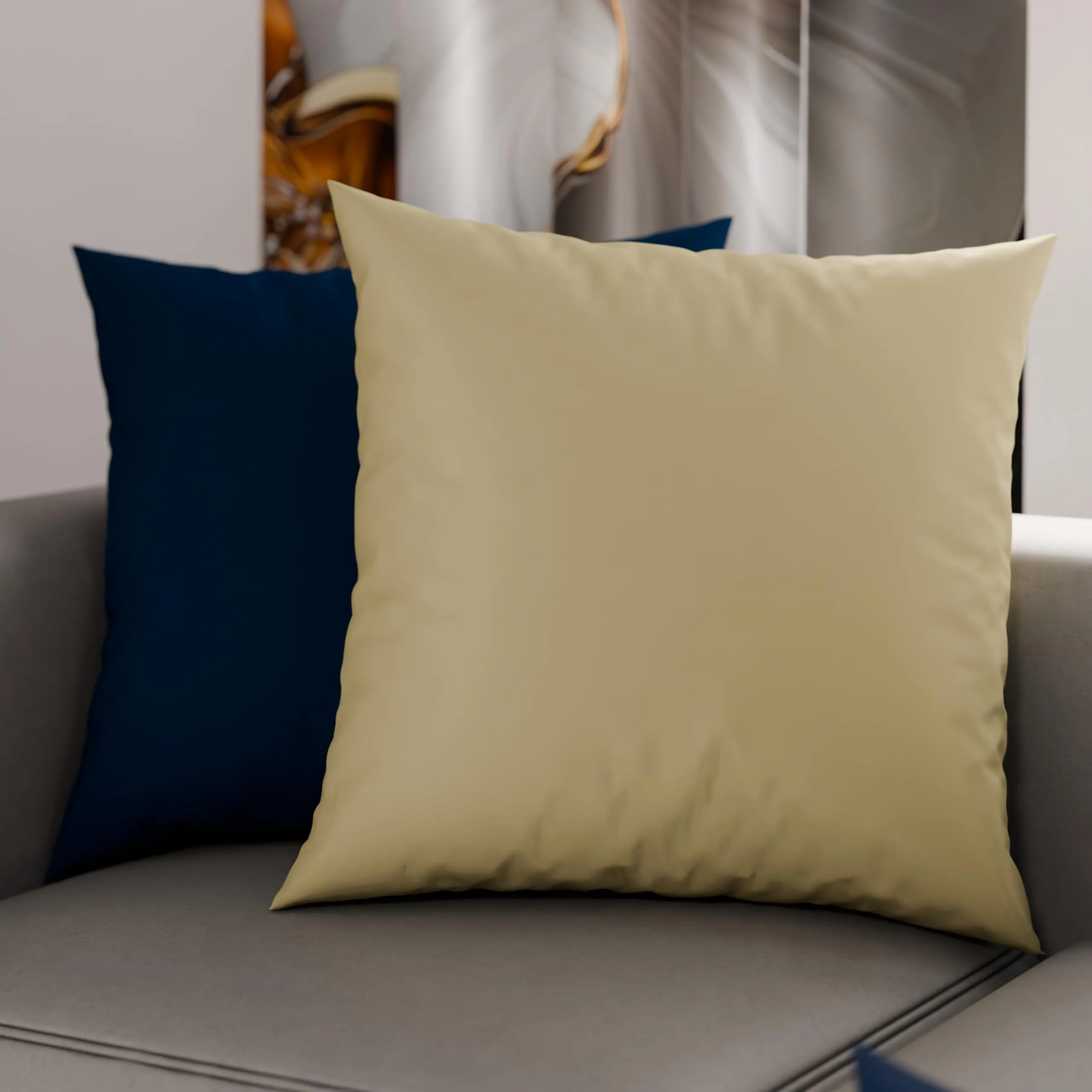 PETTI Artigiani Italiani - Coppia di Federe Cuscino 50x50 cm in Microfibra, Cuscini Arredo Camera da Letto, Divano, Set 2 Fodere Copricuscino, Federa Double Face Blu Tortora