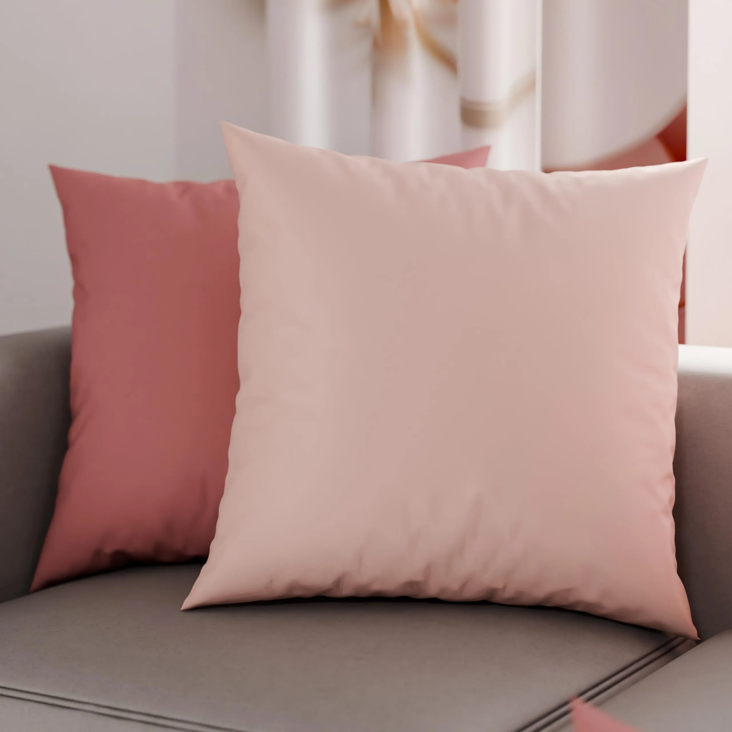PETTI Artigiani Italiani - Coppia di Federe Cuscino 35x35 cm in Microfibra, Cuscini Arredo Camera da Letto, Divano, Set 2 Fodere Copricuscino, Federa Double Face Cipria Chiaro e Scuro