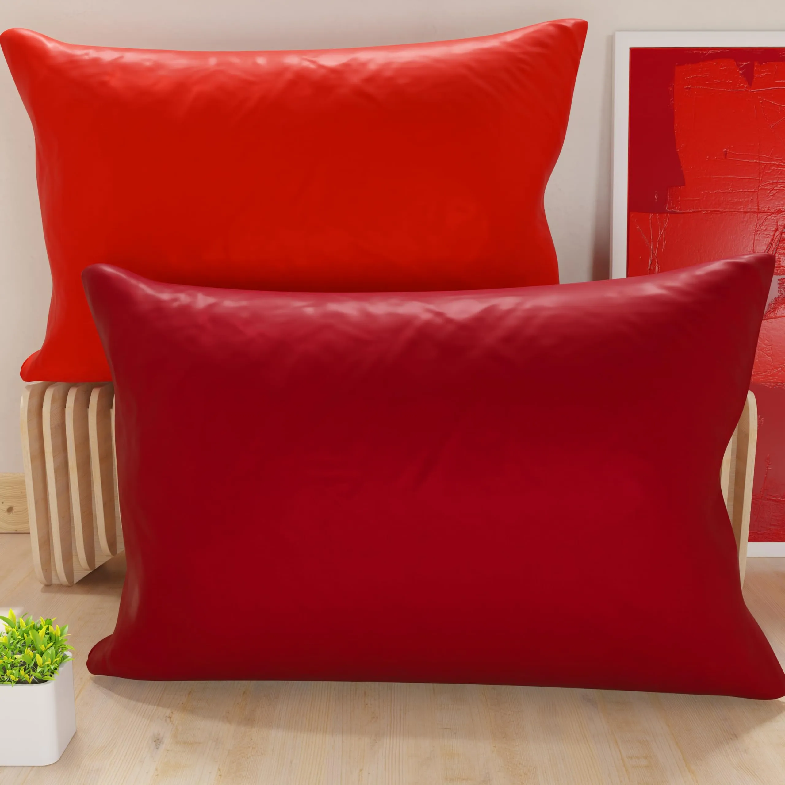 PETTI Artigiani Italiani - Coppia di Federe Cuscino 80x50 cm in Microfibra, Cuscini Arredo Camera da Letto, Divano, Set 2 Fodere Copricuscino, Federa Double Face Rosso e Bordeaux