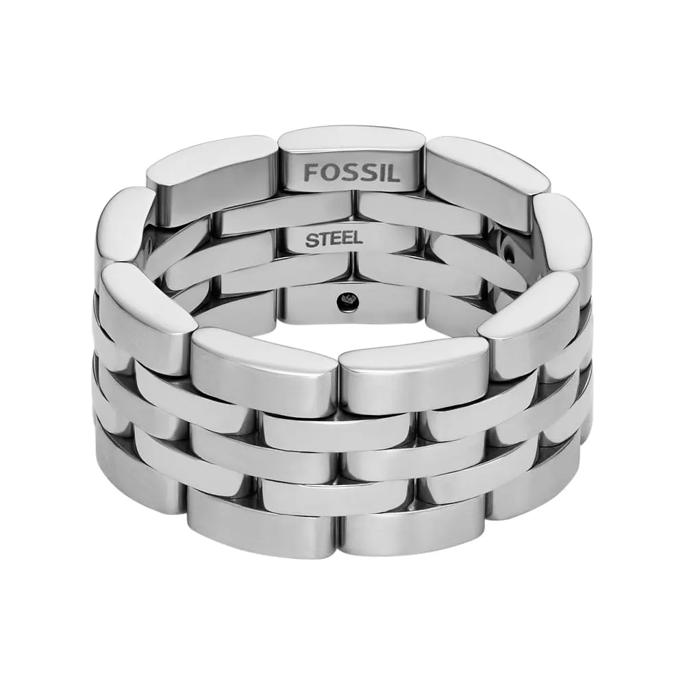 Fossil Anelli a catena da uomo in acciaio inossidabile, Argento acciaio, 9
