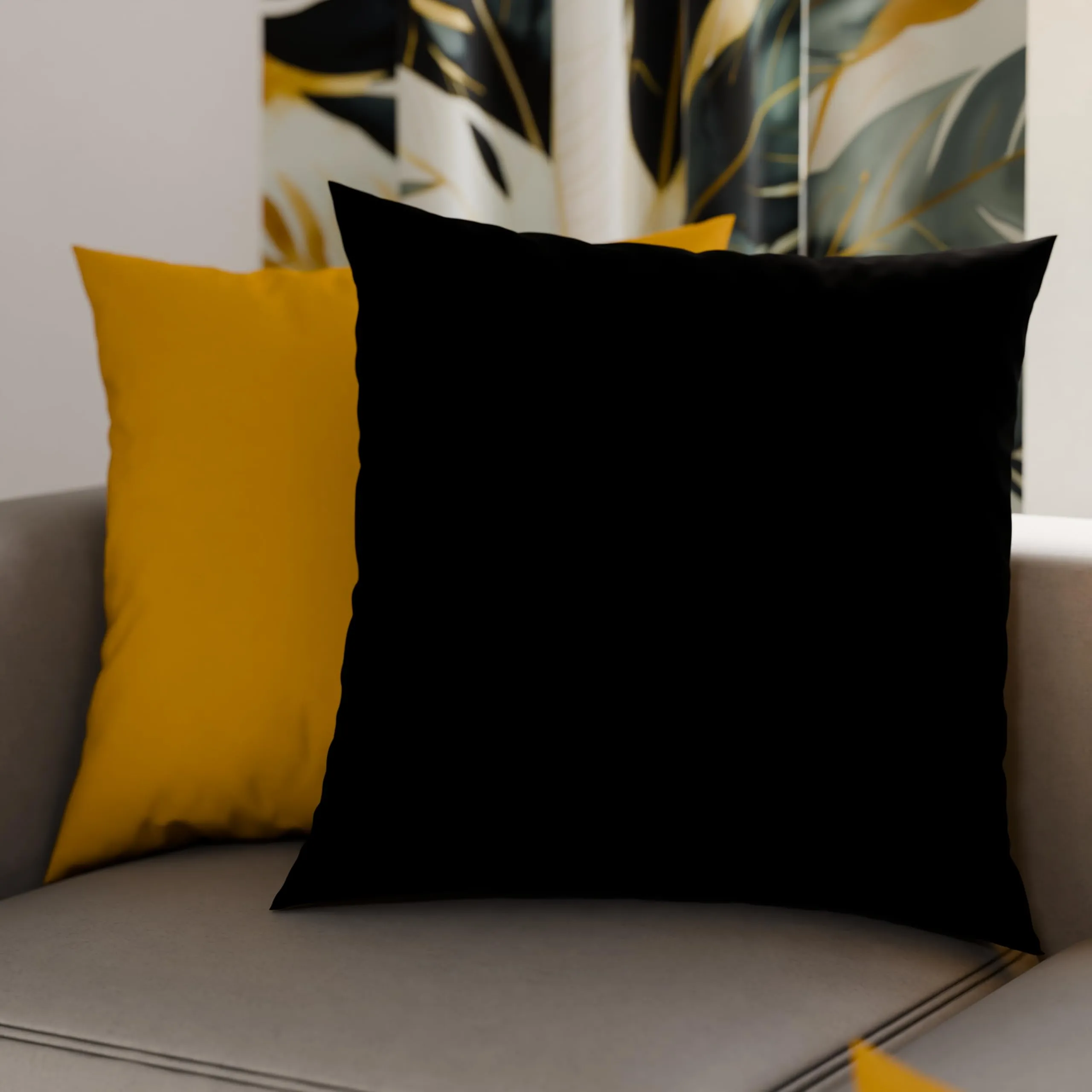 PETTI Artigiani Italiani - Coppia di Federe Cuscino 65x65 cm in Microfibra, Cuscini Arredo Camera da Letto, Divano, Set 2 Fodere Copricuscino, Federa Double Face Giallo Ocra e Nero