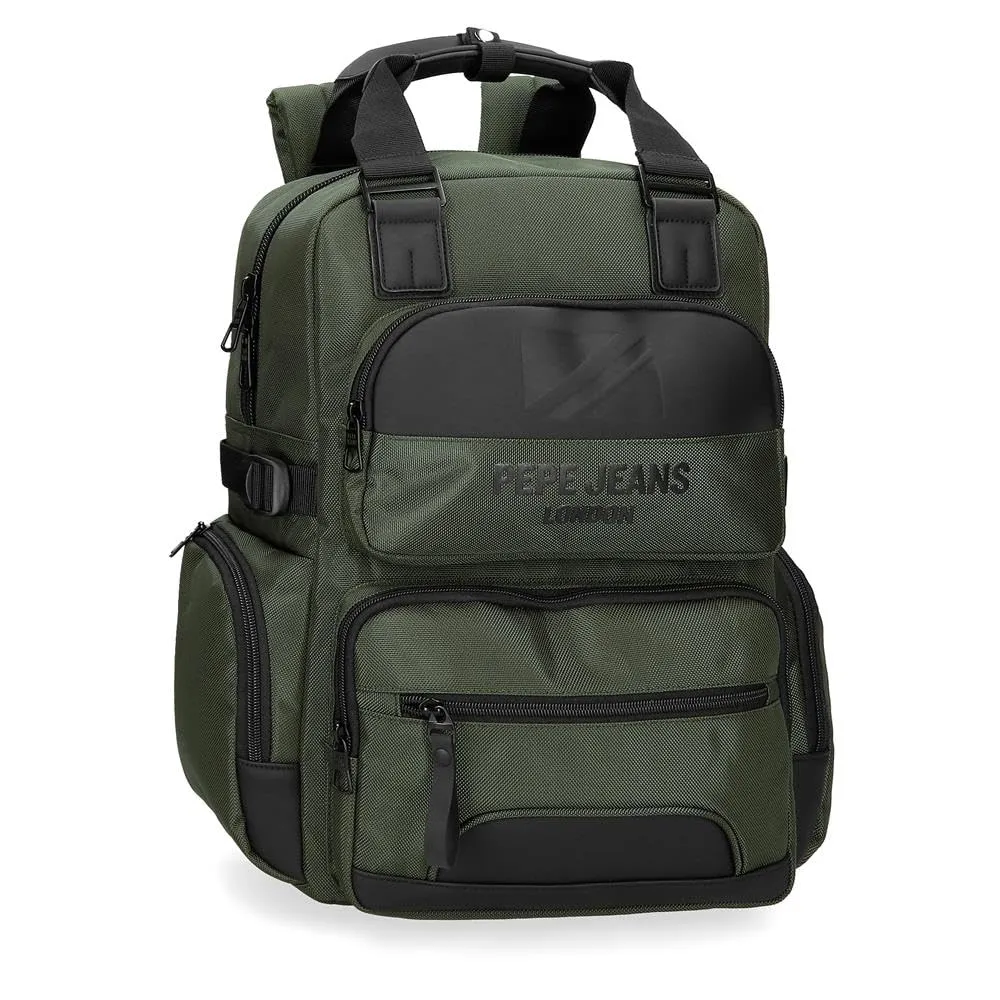 Pepe Jeans Bromley Zaino per laptop Verde 28 x 40 x 16 cm Poliestere 17,92 L, Verde, Taglia unica, Zaino per computer portatile