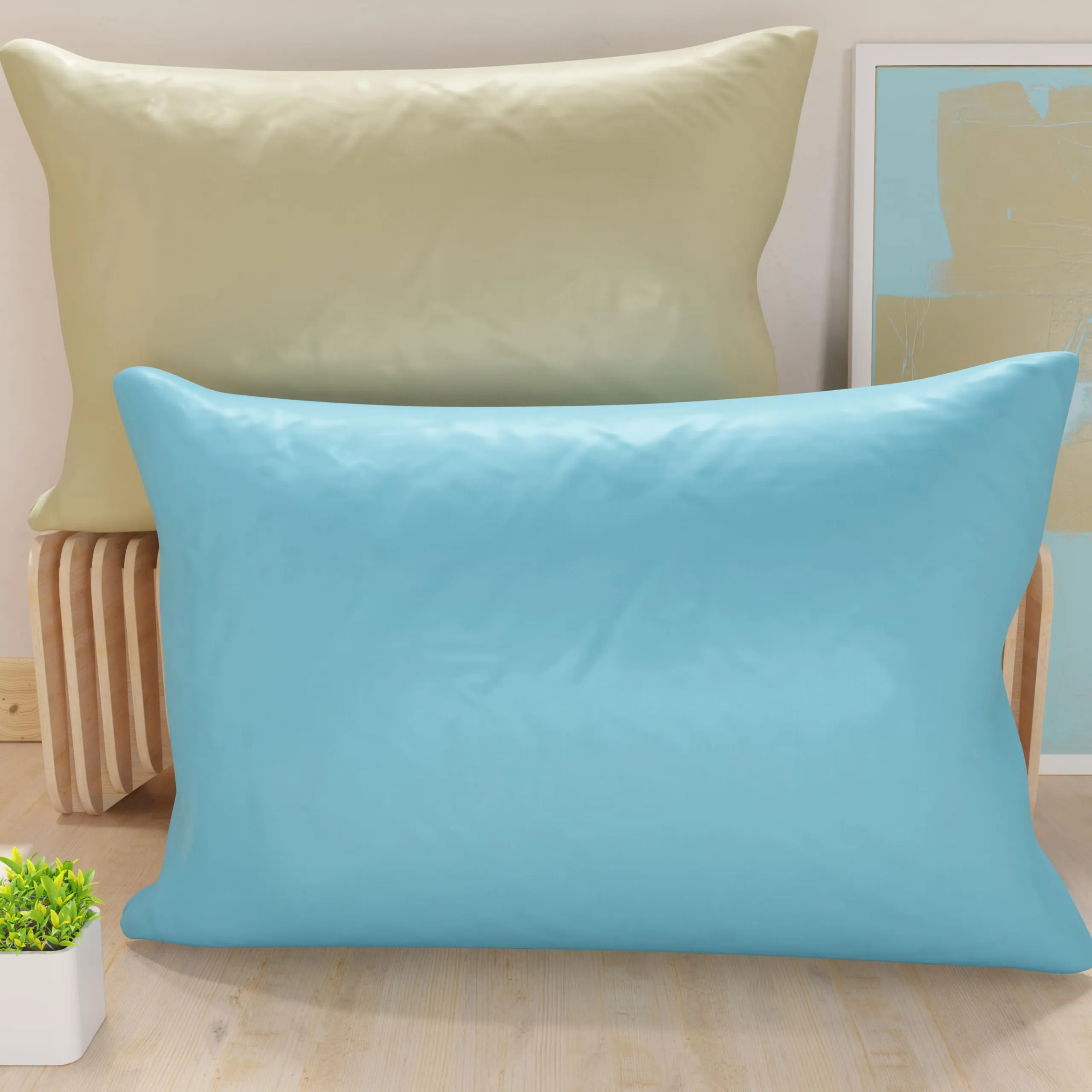 PETTI Artigiani Italiani - Coppia di Federe Cuscino 50x30 cm in Microfibra, Cuscini Arredo Camera da Letto, Divano, Set 2 Fodere Copricuscino, Federa Double Face Tortora Celeste