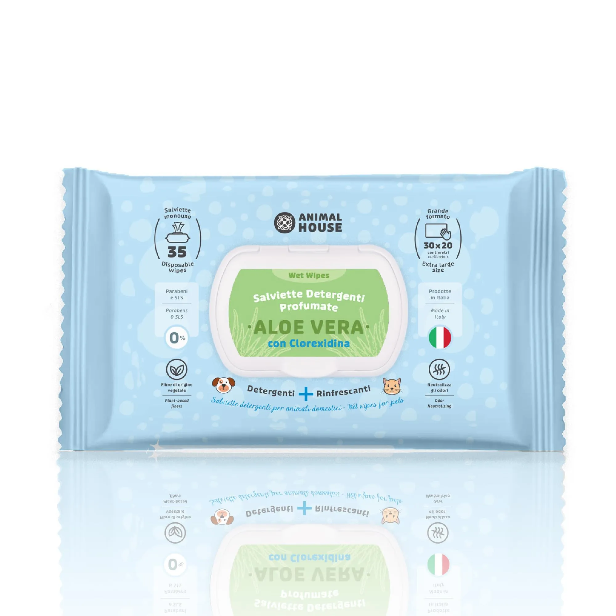 Animal House Salviette all’Aloe Vera 35pz per Cani e Gatti