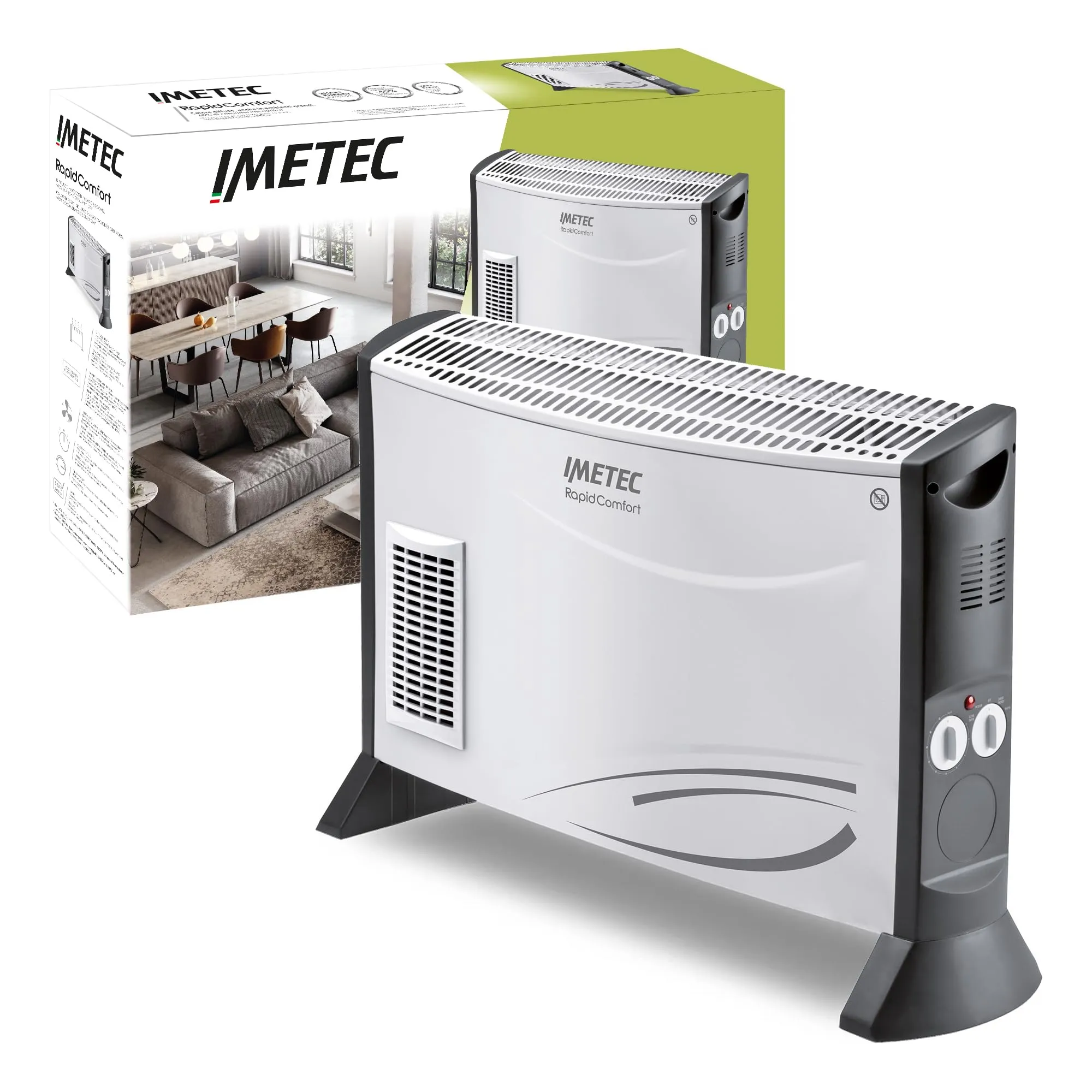 Imetec Rapid Comfort, Termoconvettore 2000W, Risparmio energetico fino al 40%*