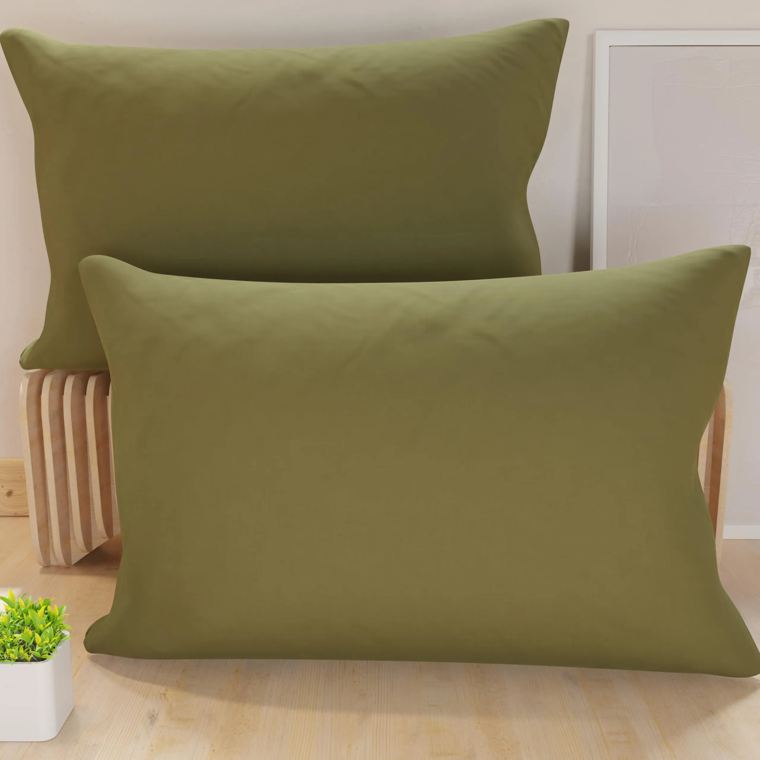 PETTI Artigiani Italiani - Coppia di Federe Cuscino 80x40 cm in Microfibra, Cuscini Arredo Camera da Letto, Divano, Set 2 Fodere Copricuscino, Federa Tinta Unita Fango, 100% Made in Italy